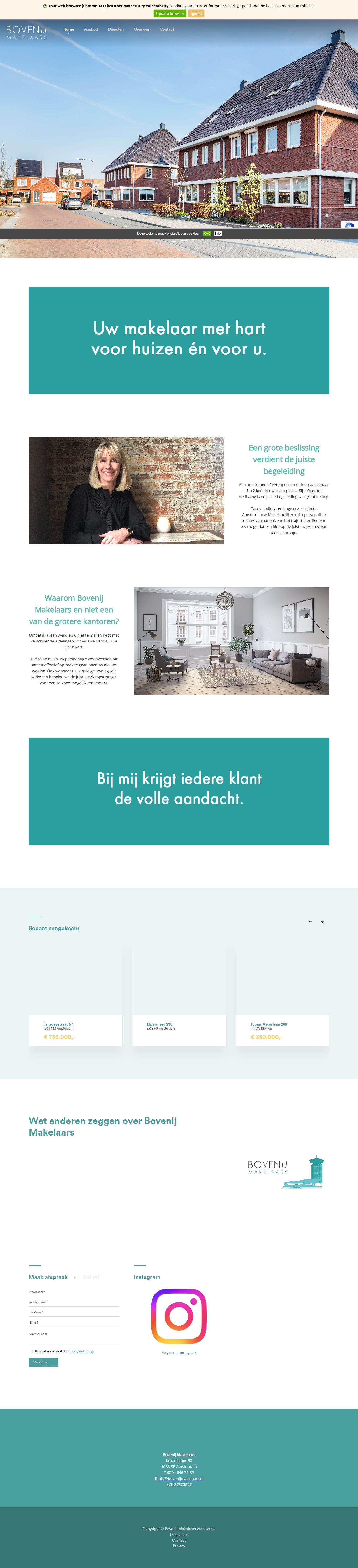 Screenshot van de website van www.bovenijmakelaars.nl