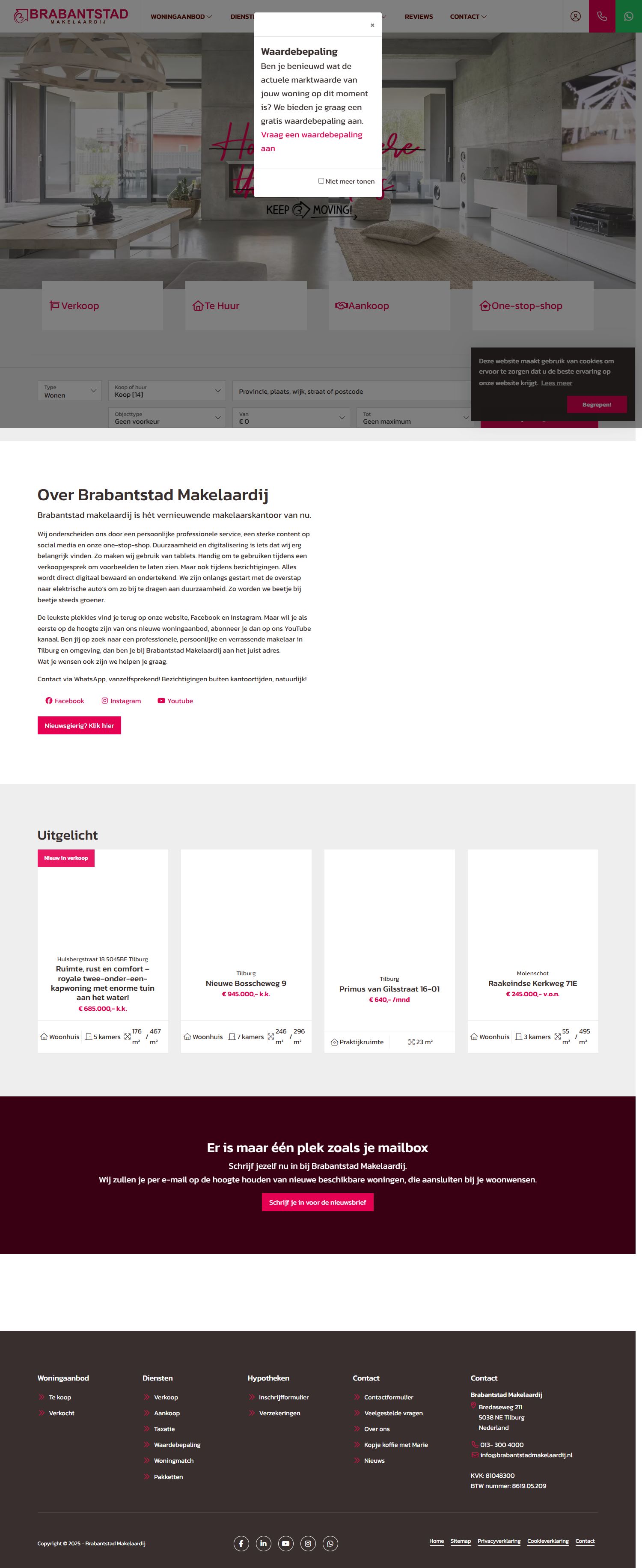Screenshot van de website van www.brabantstadmakelaardij.nl
