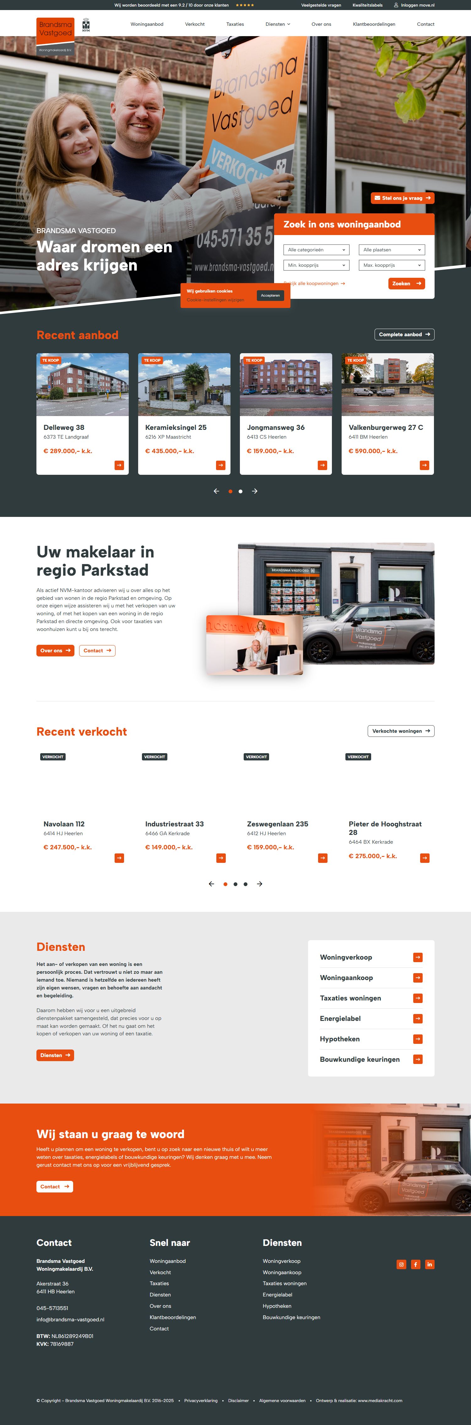 Screenshot van de website van www.brandsma-vastgoed.nl
