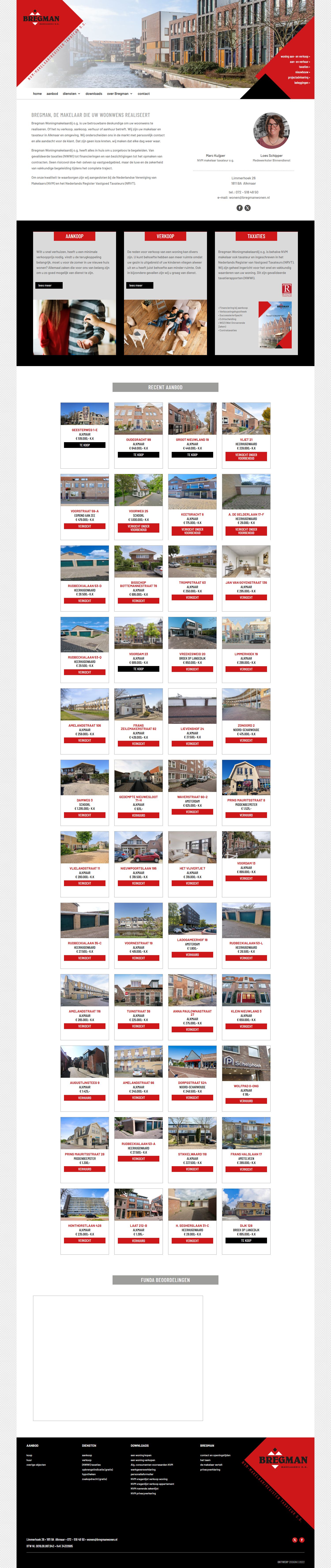 Screenshot van de website van www.bregmanwonen.nl