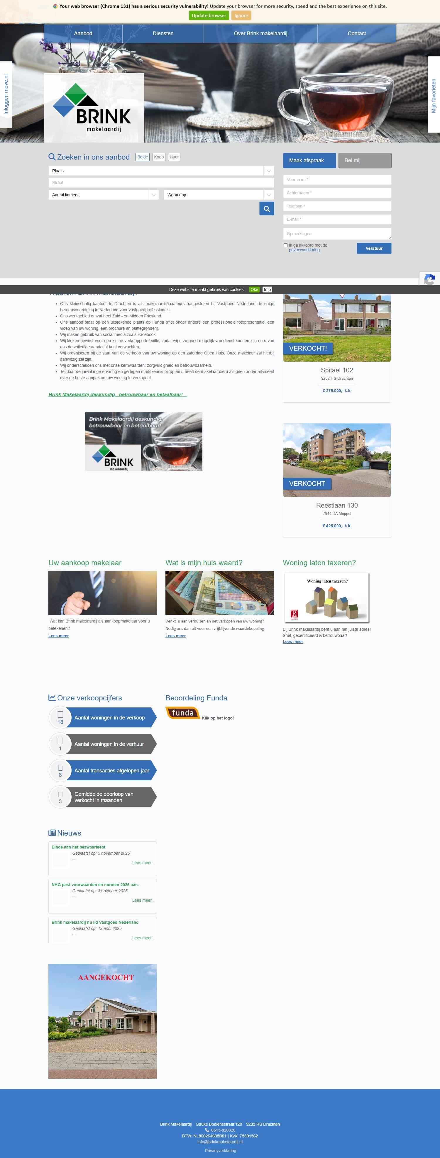 Screenshot van de website van www.brinkmakelaardij.nl