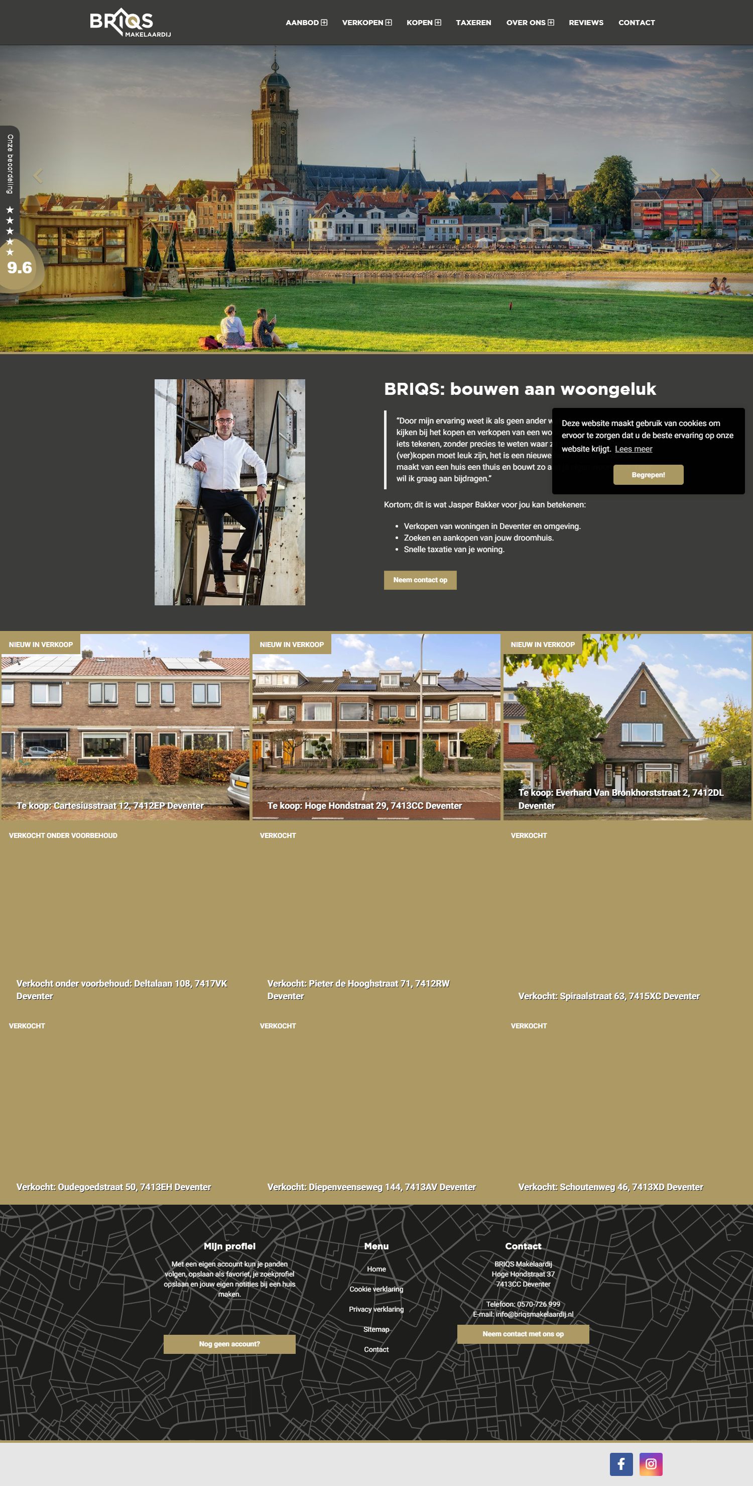 Screenshot van de website van www.briqsmakelaardij.nl