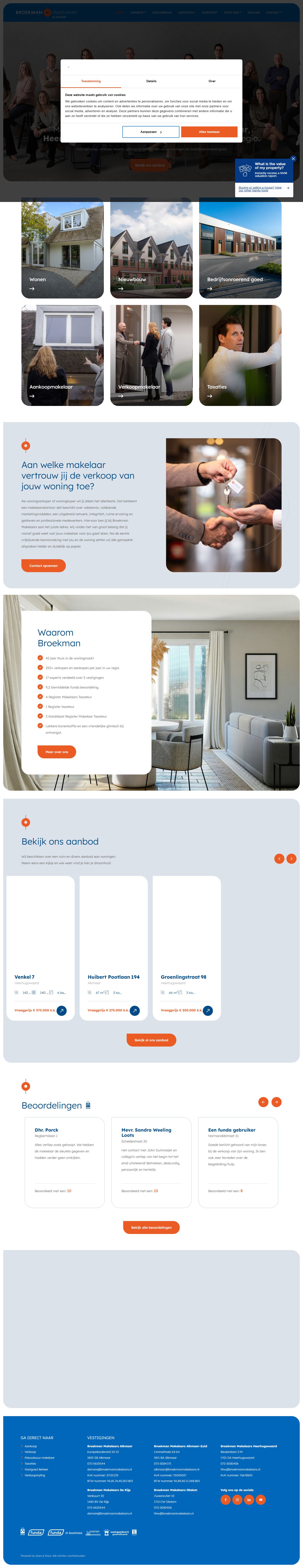 Screenshot van de website van www.broekmanmakelaars.nl