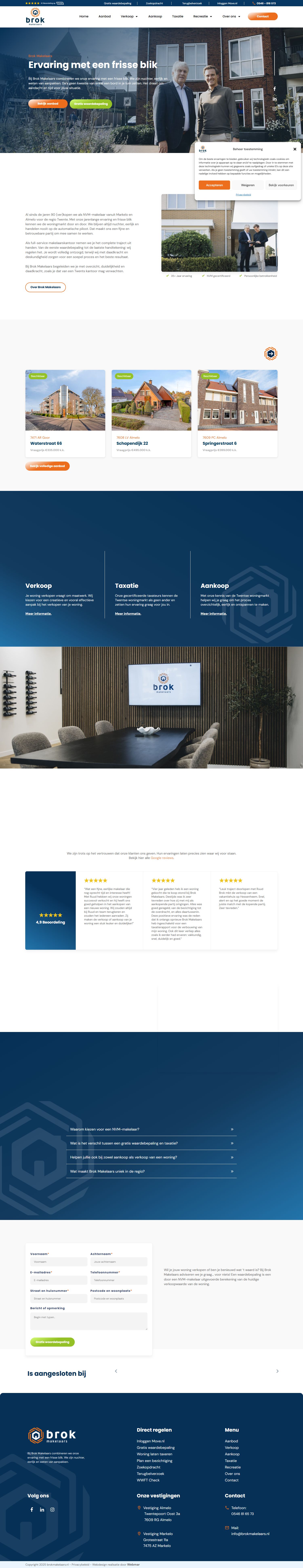 Screenshot van de website van www.brokmakelaars.nl