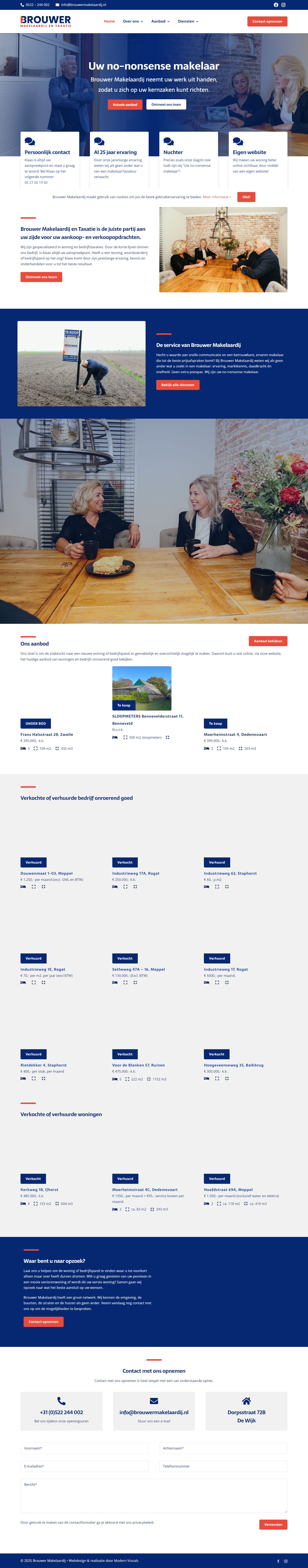 Screenshot van de website van www.brouwermakelaardij.nl
