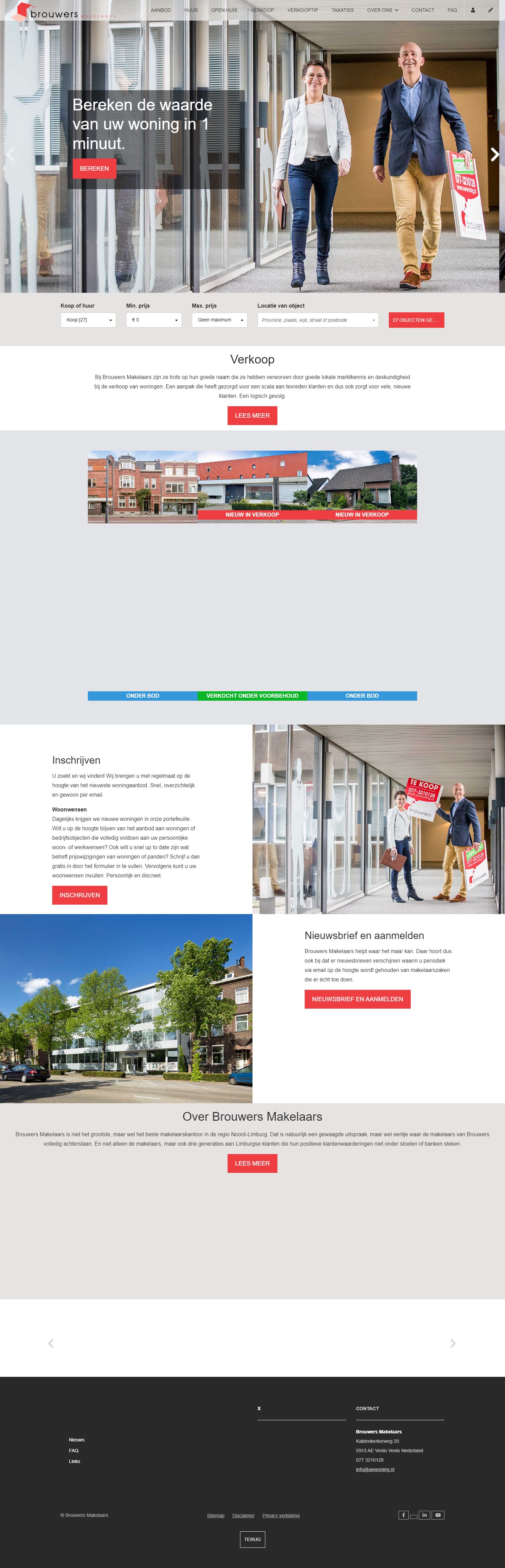 Screenshot van de website van www.uwwoning.nl