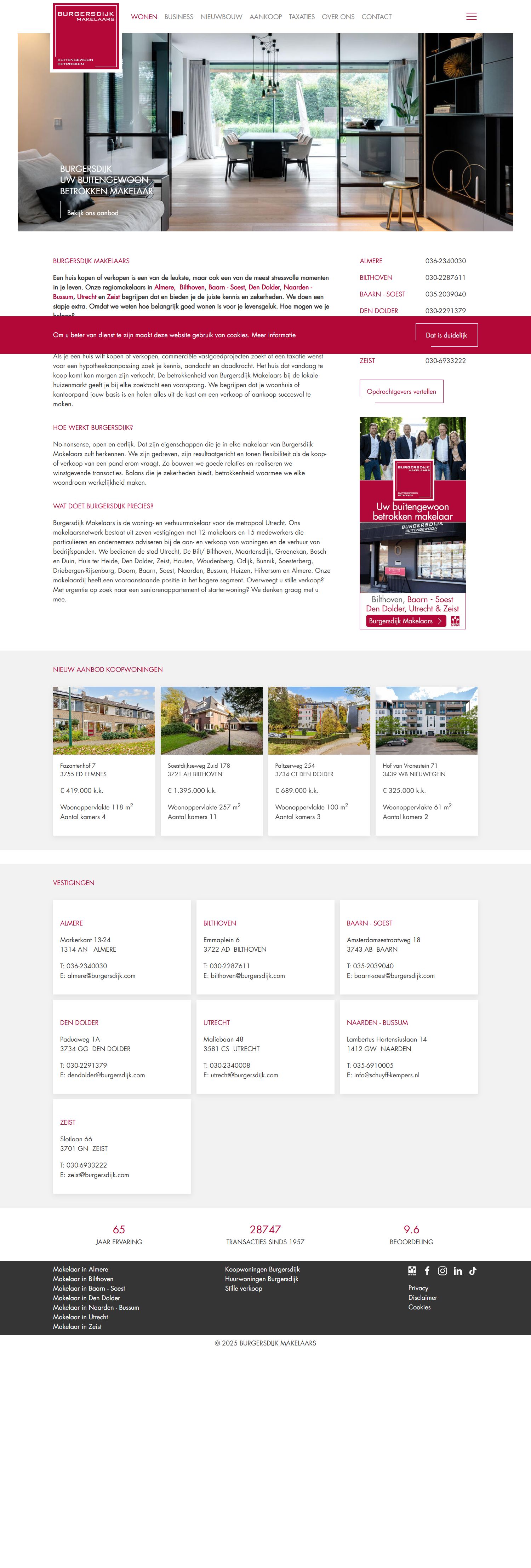 Screenshot van de website van www.burgersdijk.com