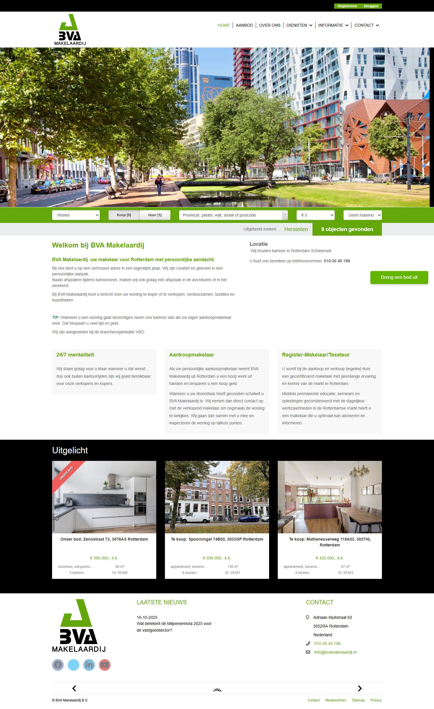 Screenshot van de website van www.bvamakelaardij.nl