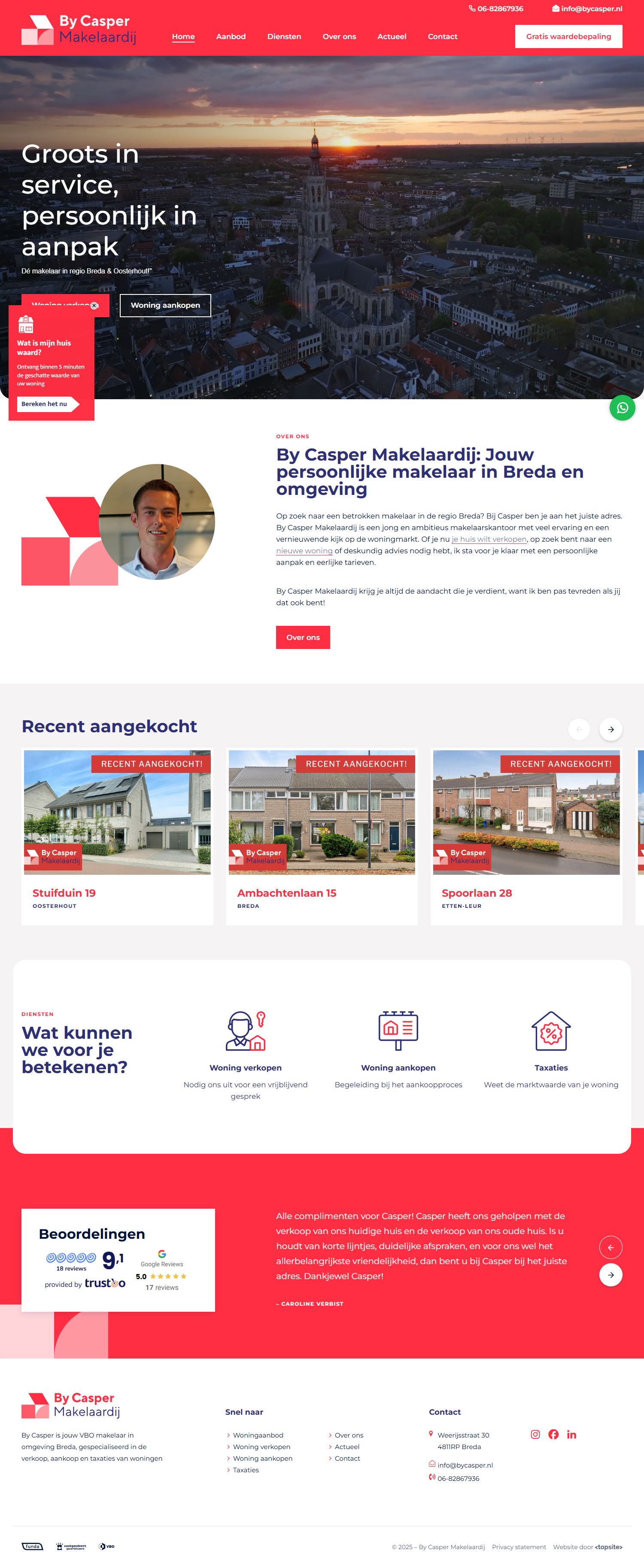 Screenshot van de website van www.bycasper.nl