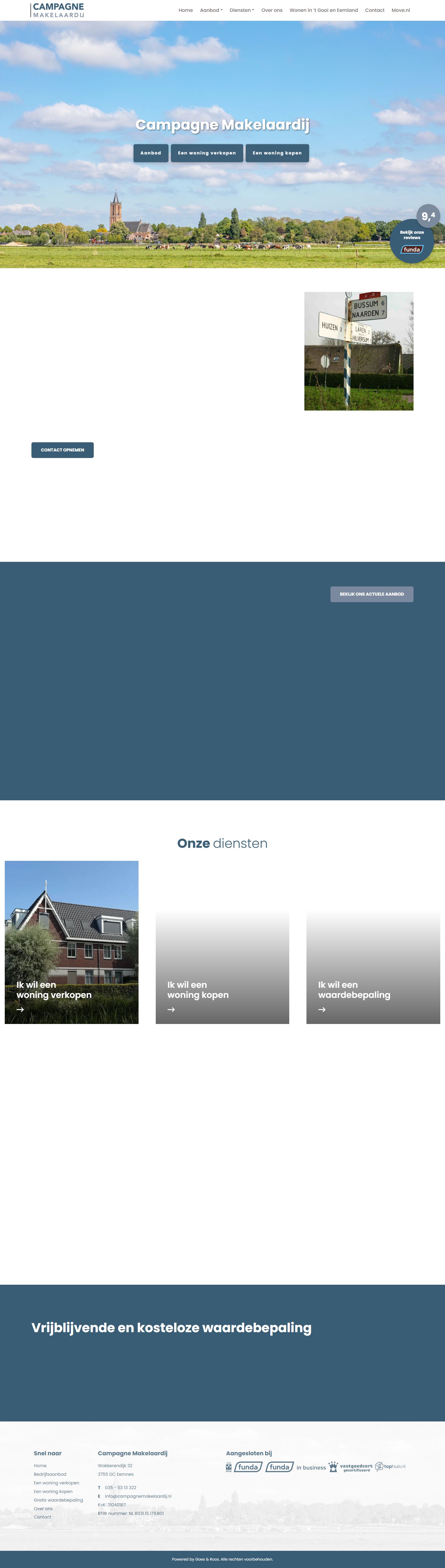 Screenshot van de website van www.campagnemakelaardij.nl