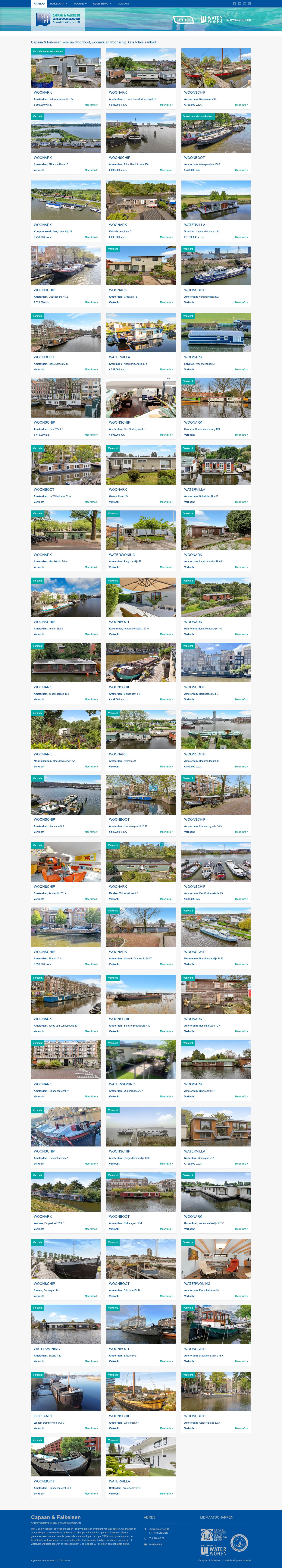 Screenshot van de website van www.cafa.nl