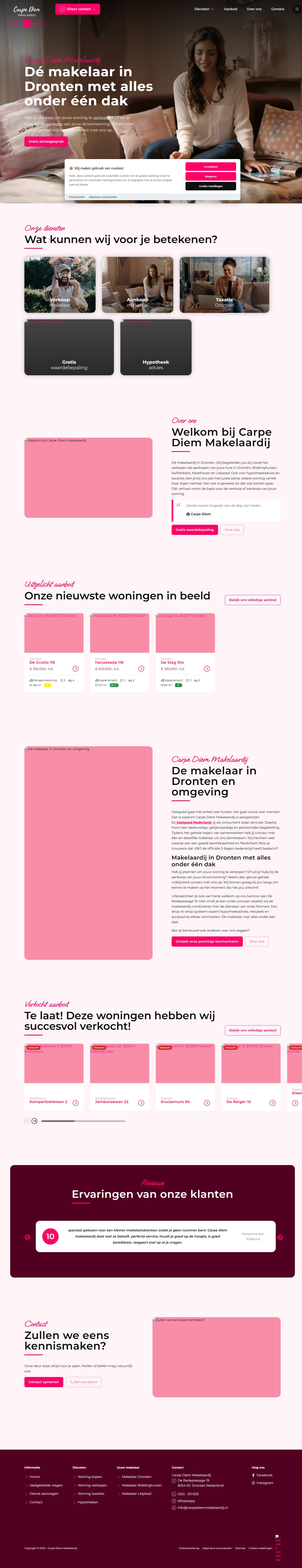 Screenshot van de website van www.carpediemmakelaardij.nl