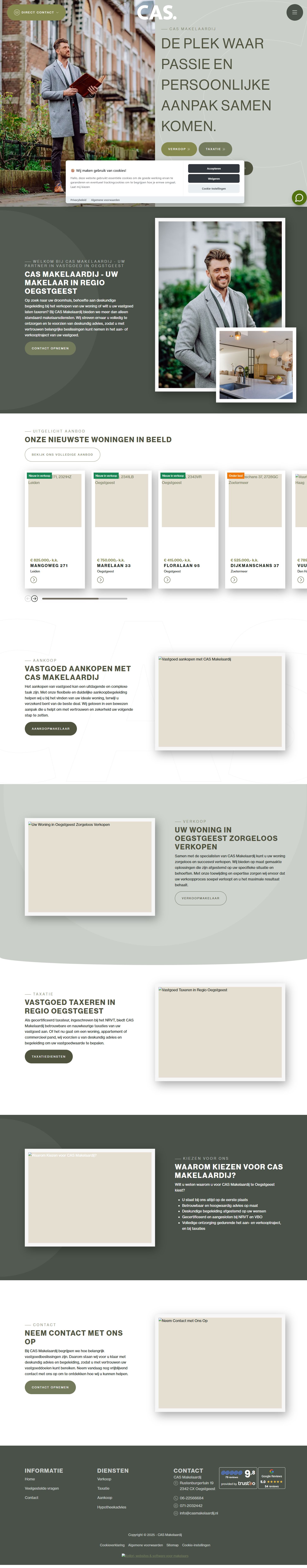 Screenshot van de website van www.casmakelaardij.nl