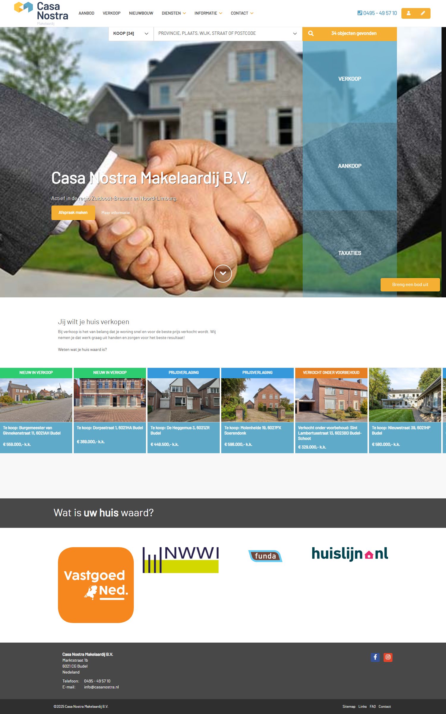 Screenshot van de website van www.casanostra.nl