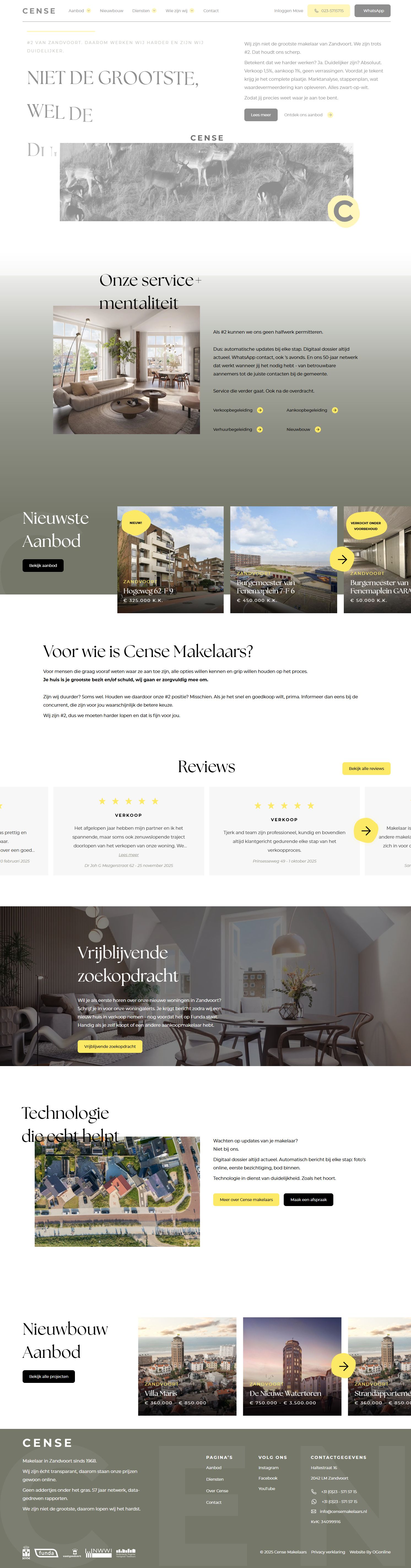 Screenshot van de website van www.censemakelaars.nl