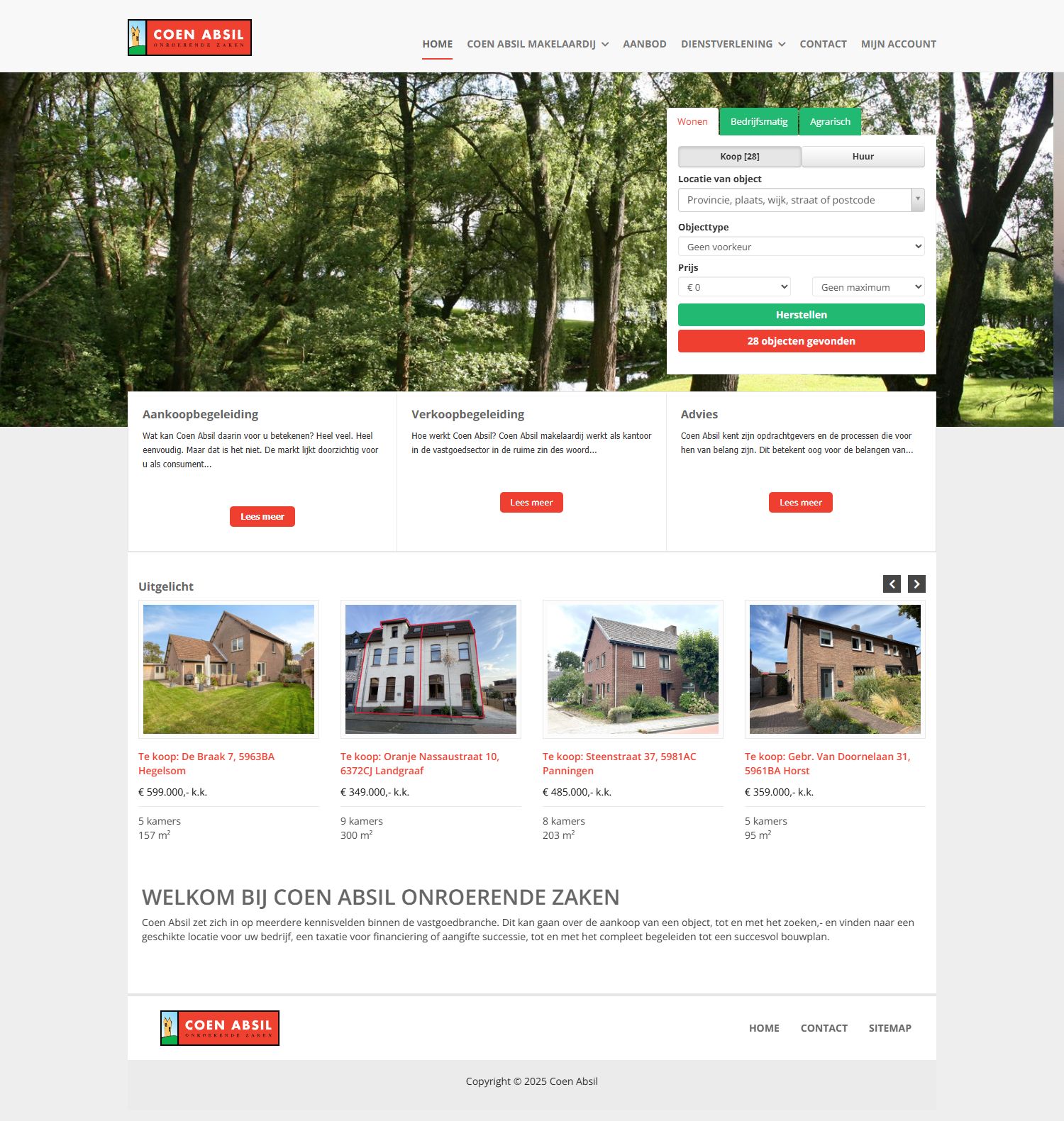 Screenshot van de website van www.coenabsil.nl