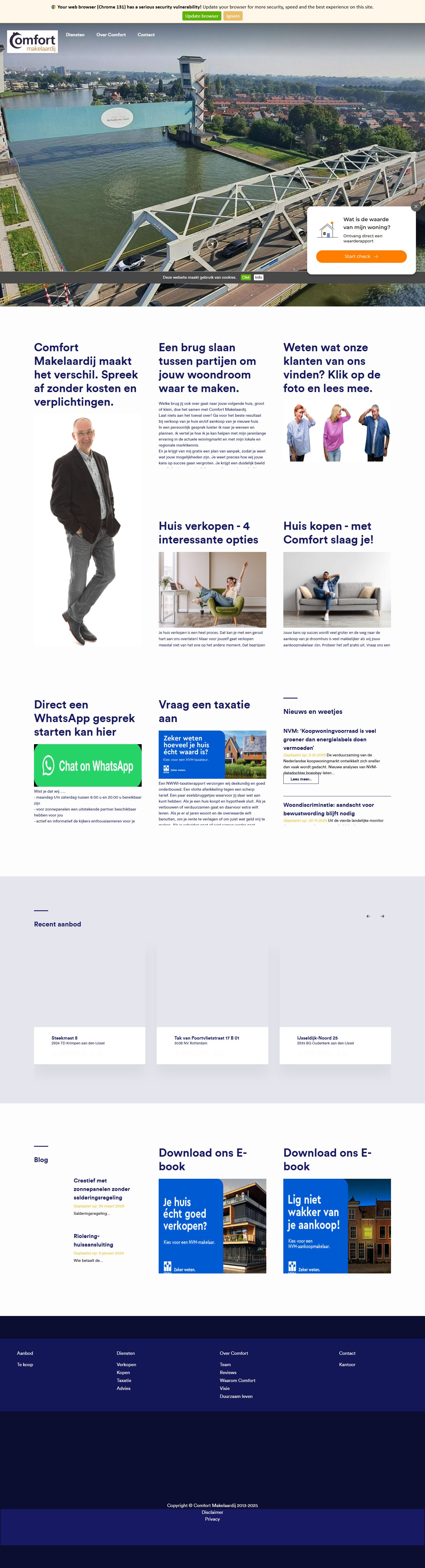 Screenshot van de website van www.comfortmakelaardij.nl