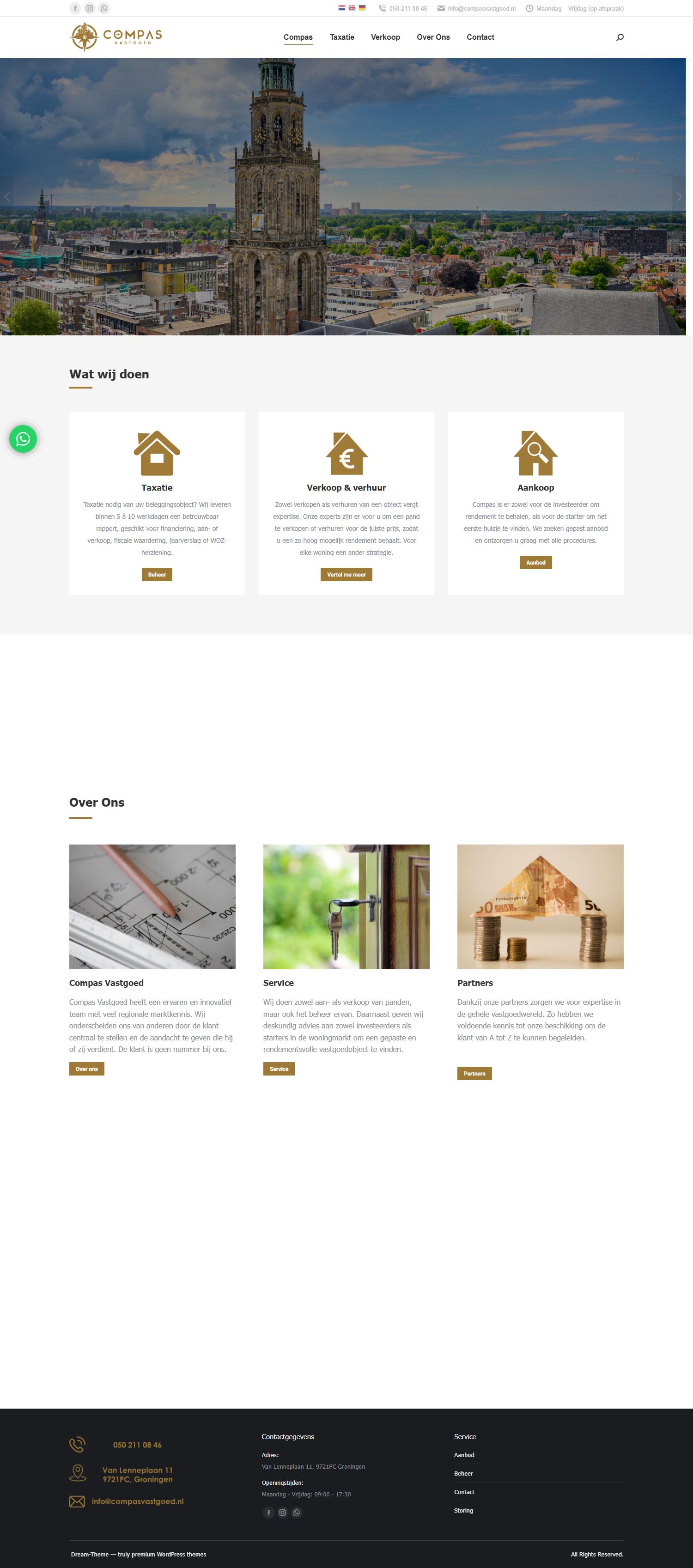 Screenshot van de website van compasvastgoed.nl