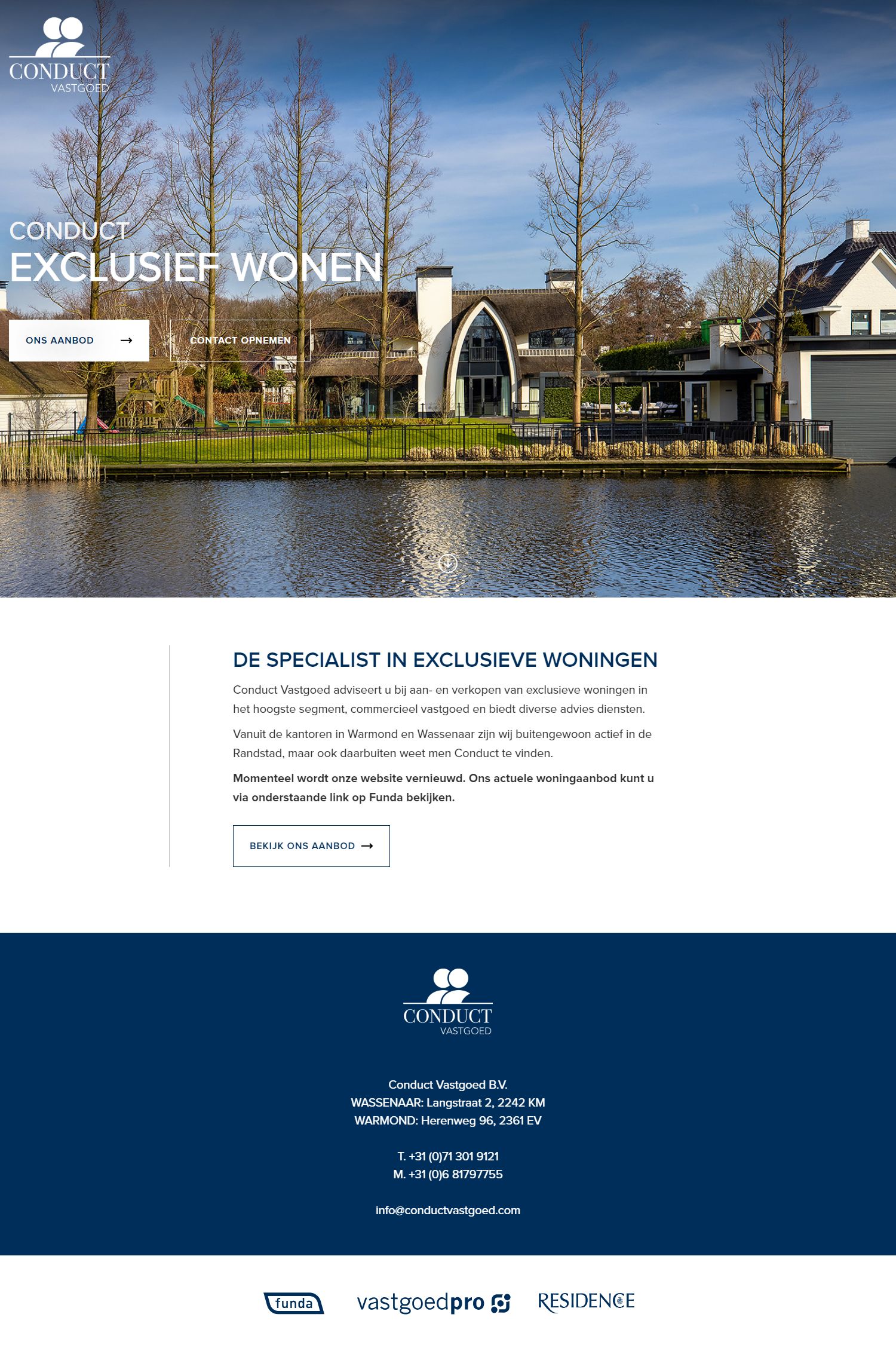 Screenshot van de website van www.conductvastgoed.com