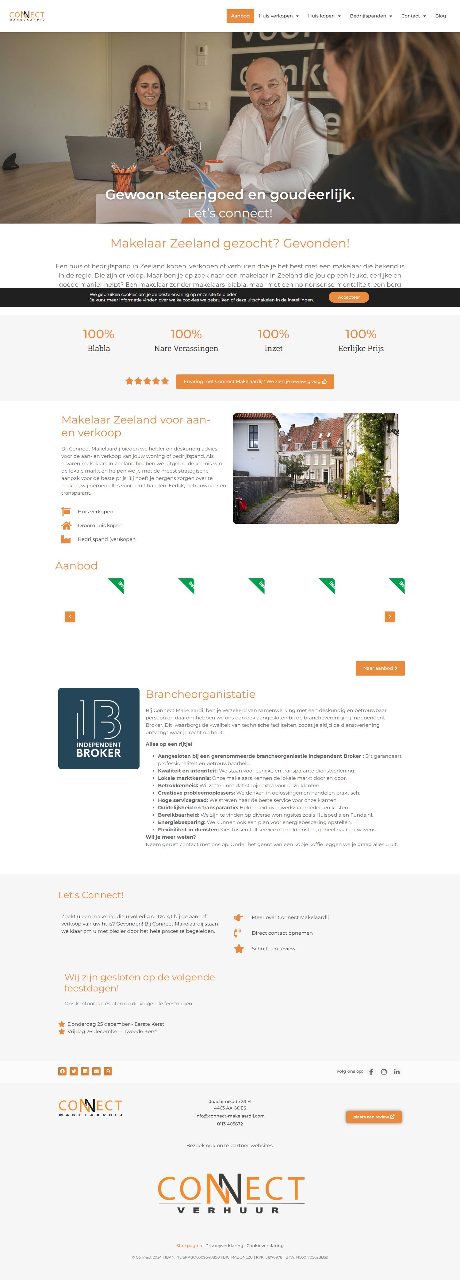 Screenshot van de website van connect-makelaardij.com