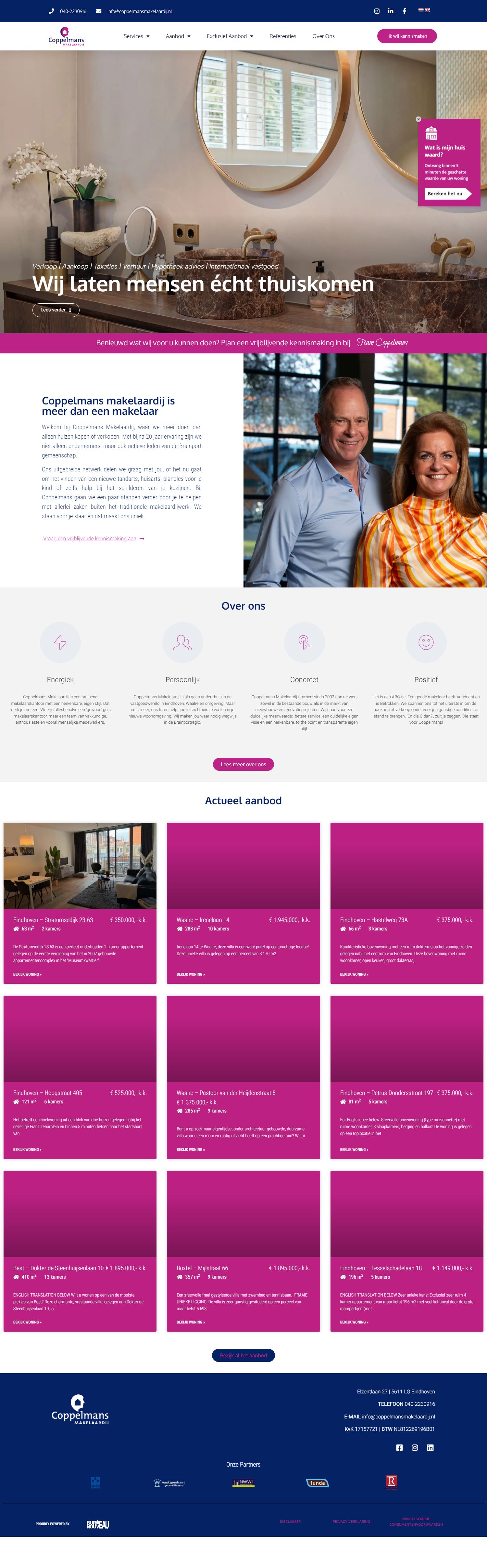 Screenshot van de website van www.coppelmansmakelaardij.nl