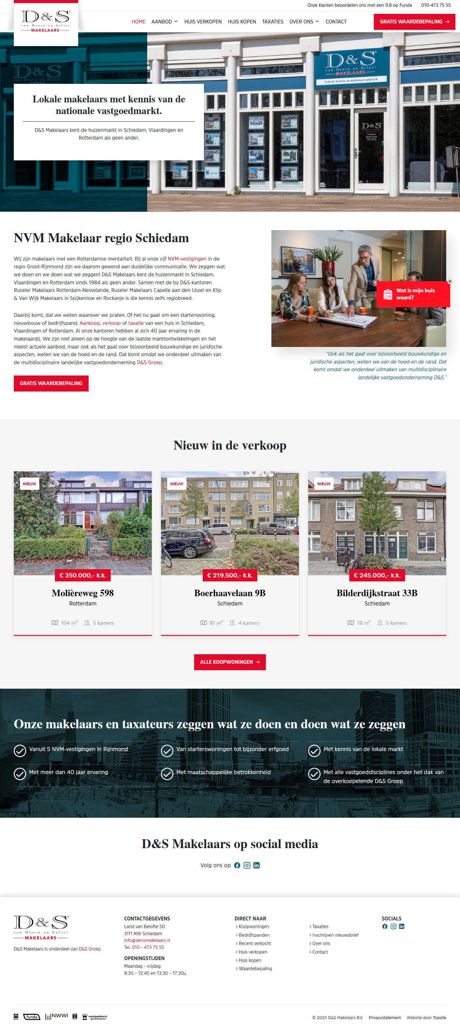 Screenshot van de website van www.densmakelaars.nl