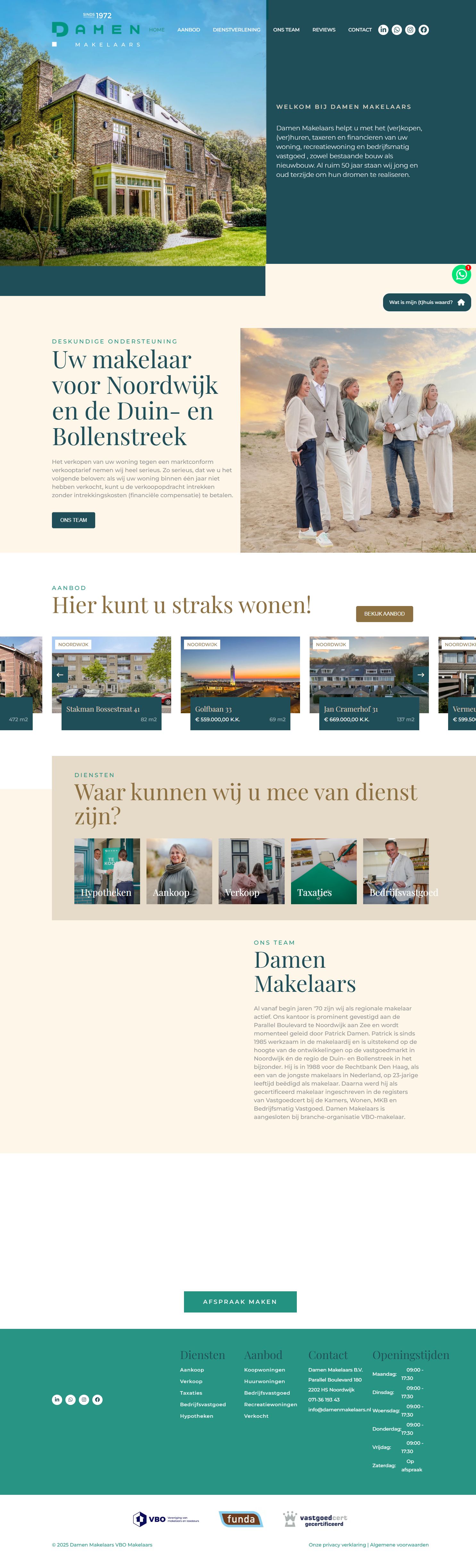 Screenshot van de website van www.damenmakelaars.nl