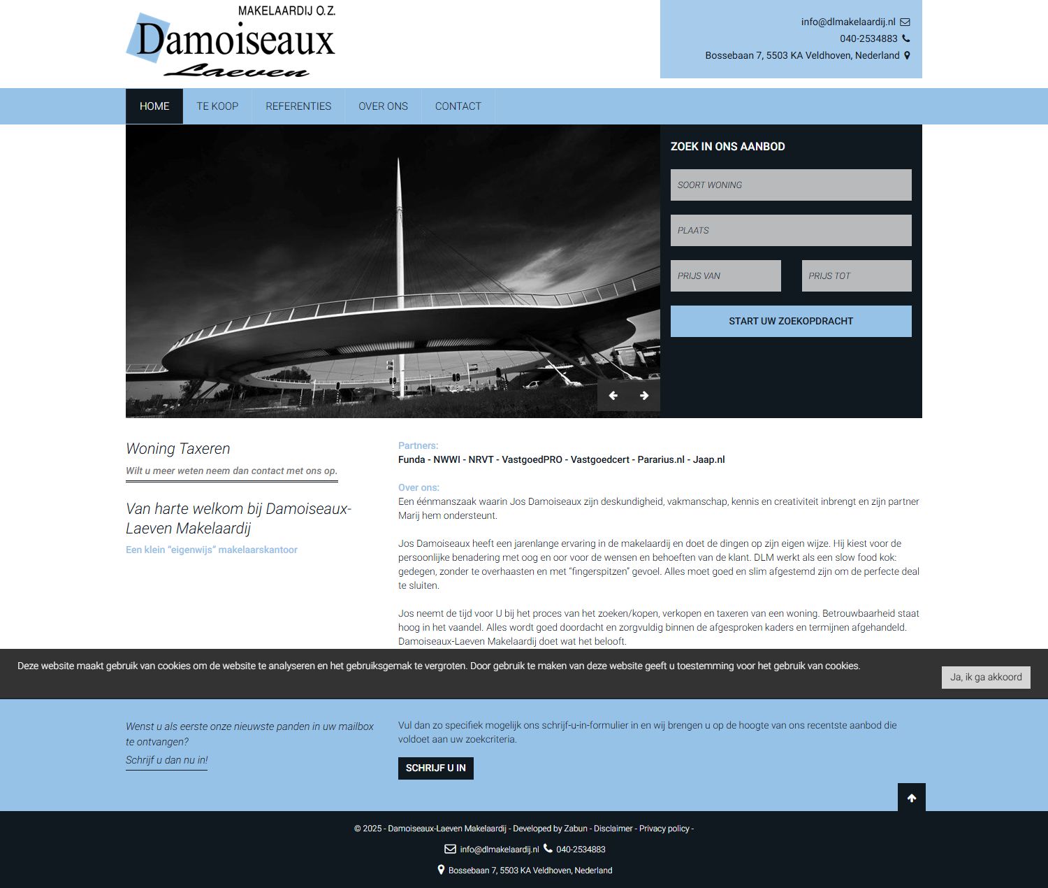 Screenshot van de website van www.dlmakelaardij.nl