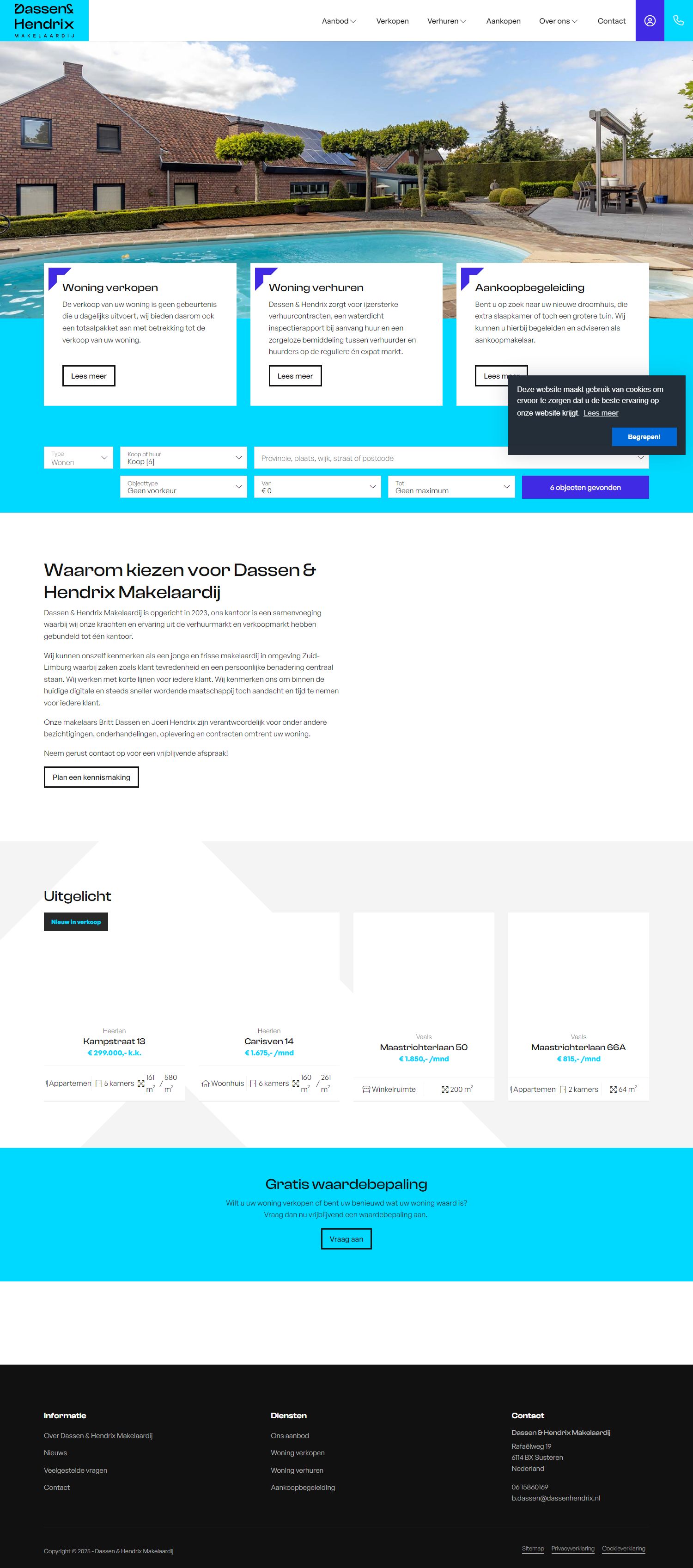 Screenshot van de website van www.dassenhendrix.nl
