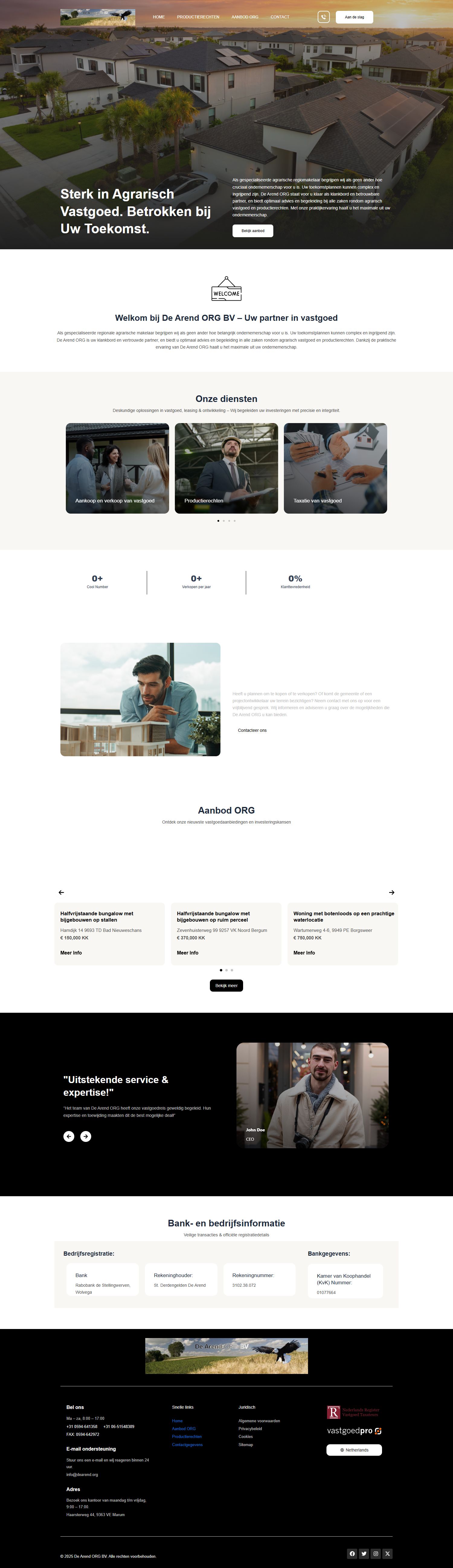 Screenshot van de website van www.dearend.org