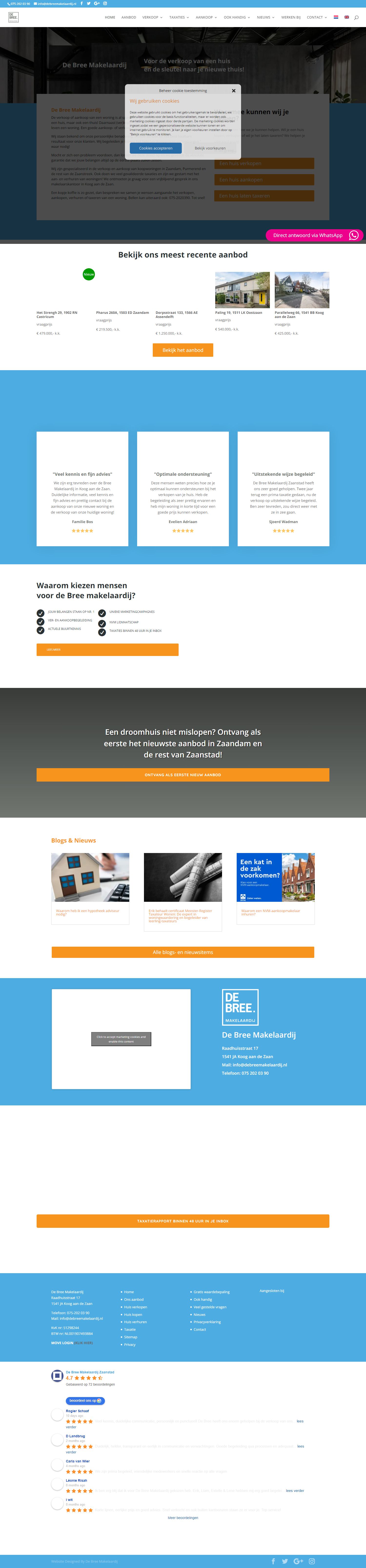 Screenshot van de website van www.debreemakelaardij.nl