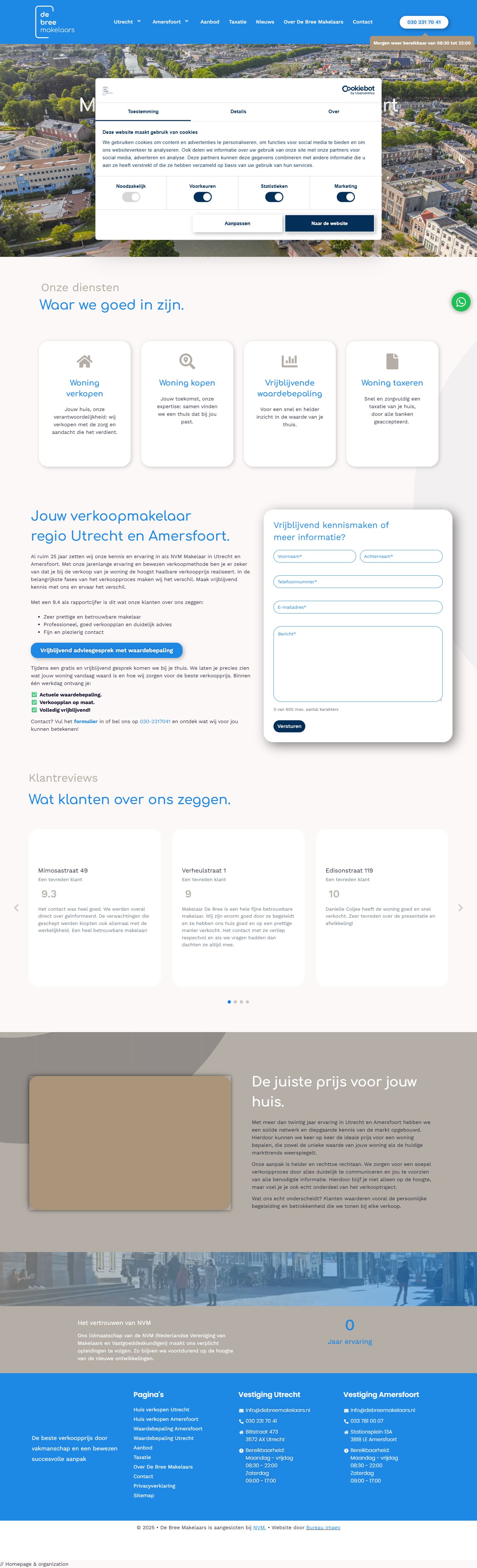 Screenshot van de website van www.debreemakelaars.nl