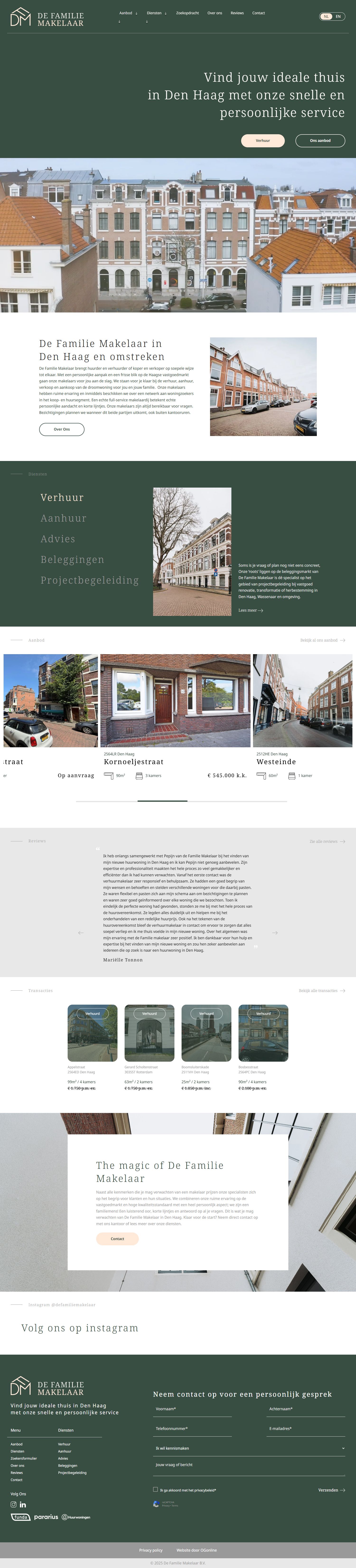 Screenshot van de website van www.defamiliemakelaar.nl