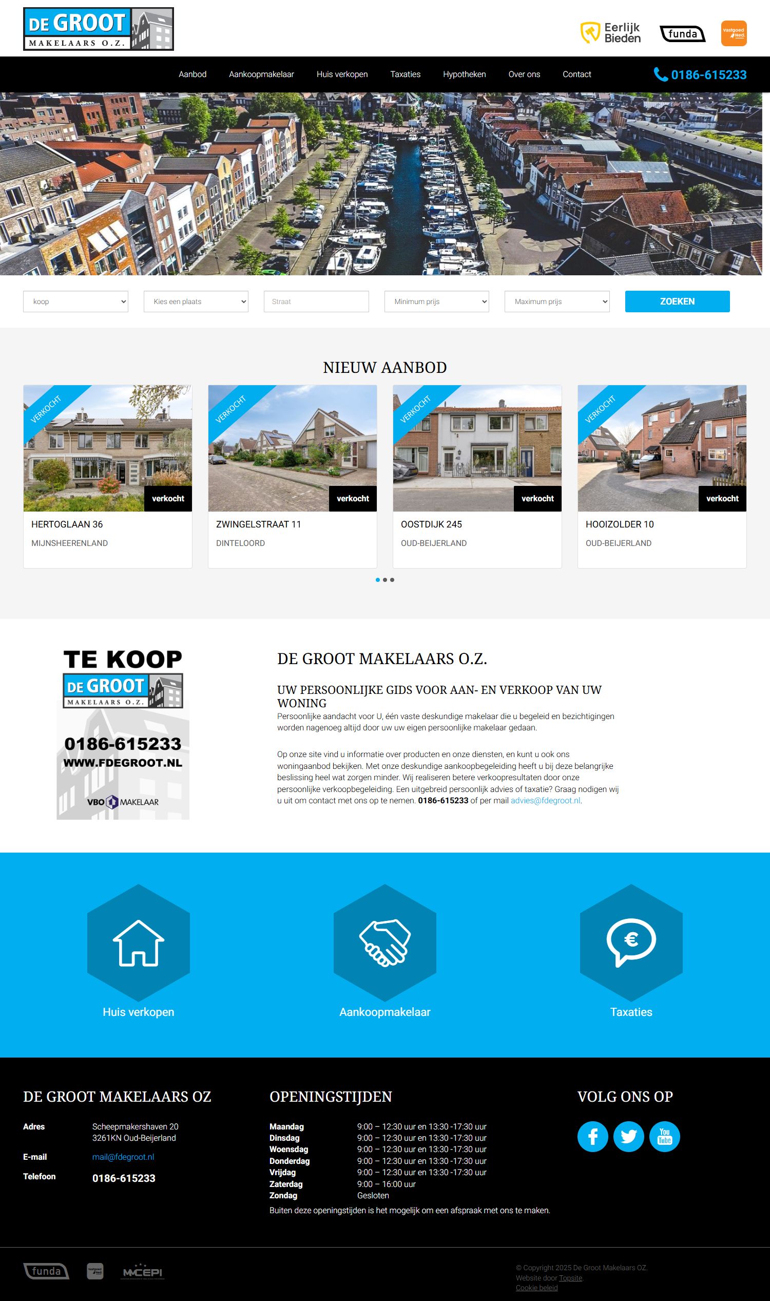 Screenshot van de website van www.degrootmakelaarsoz.nl