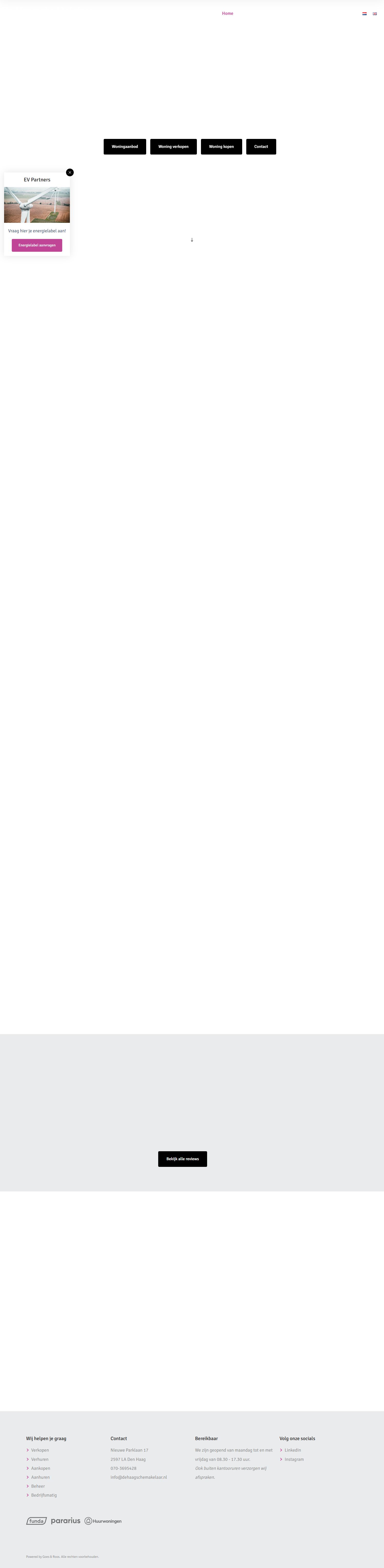 Screenshot van de website van www.dehaagschemakelaar.nl