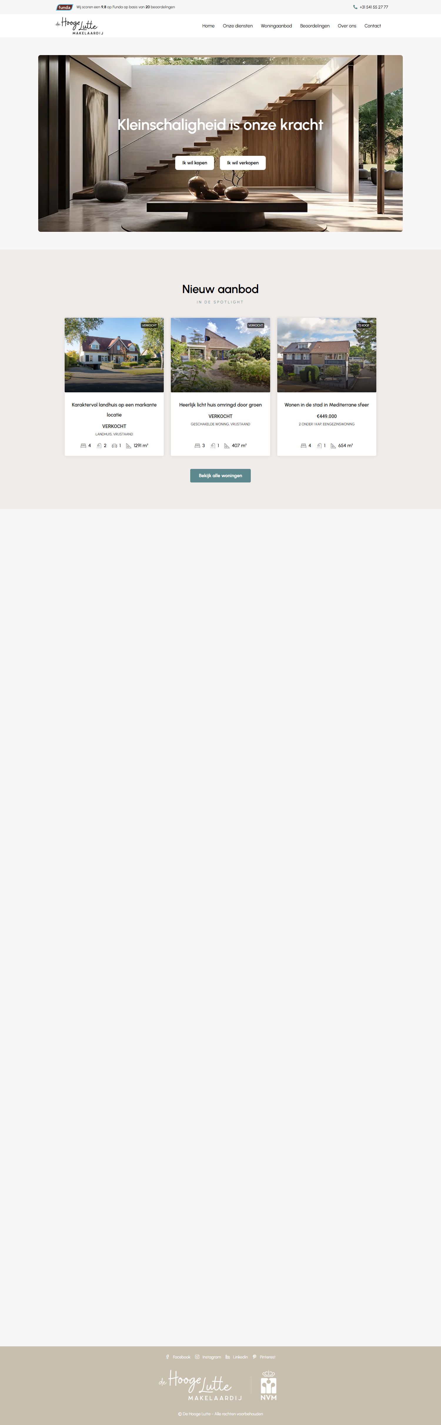 Screenshot van de website van www.dehoogelutte.nl