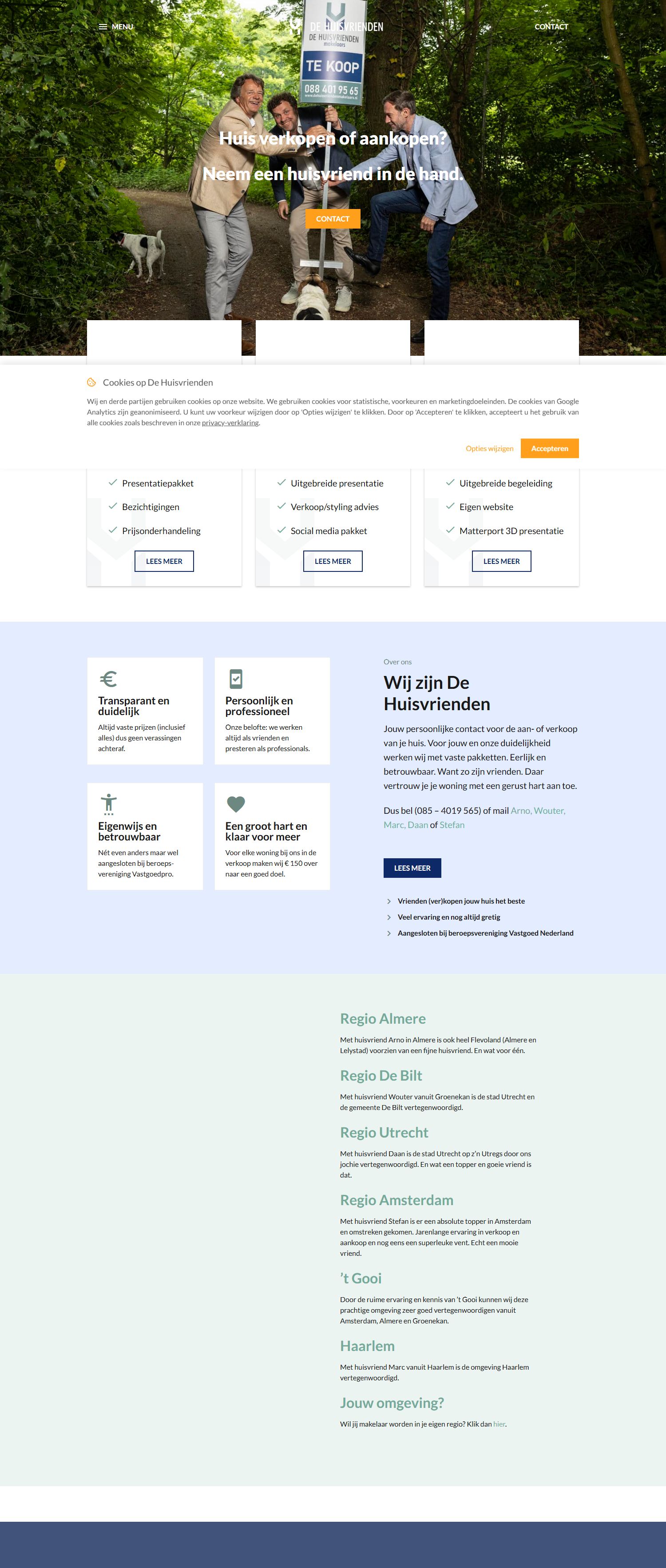 Screenshot van de website van www.dehuisvriendenmakelaars.nl
