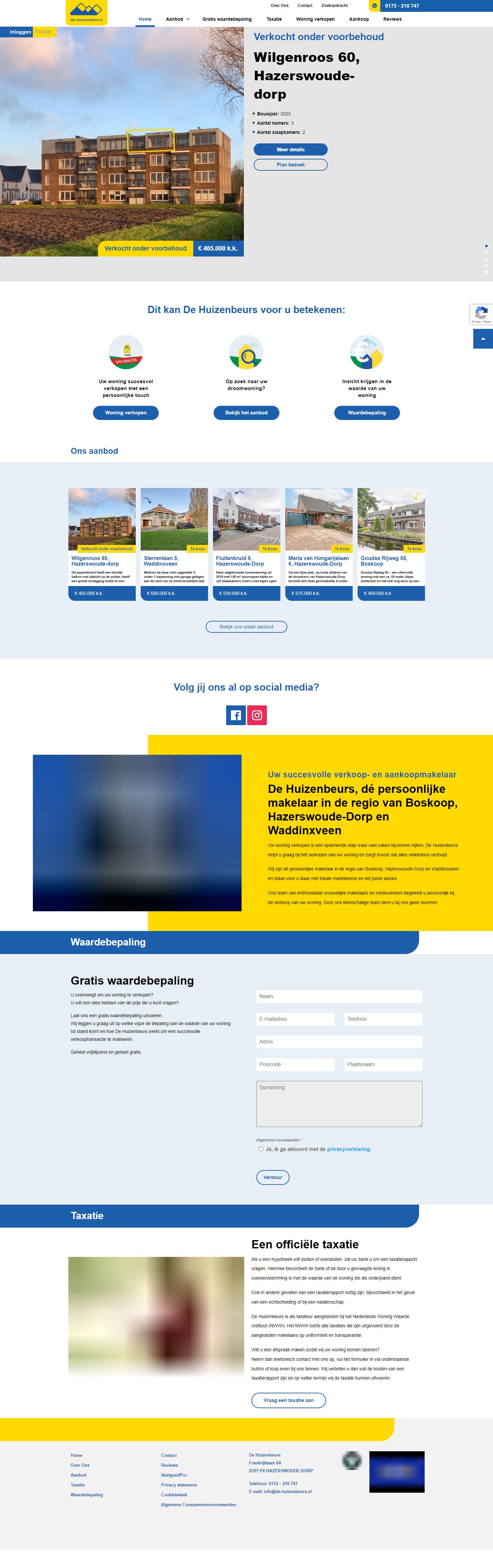 Screenshot van de website van www.de-huizenbeurs.nl