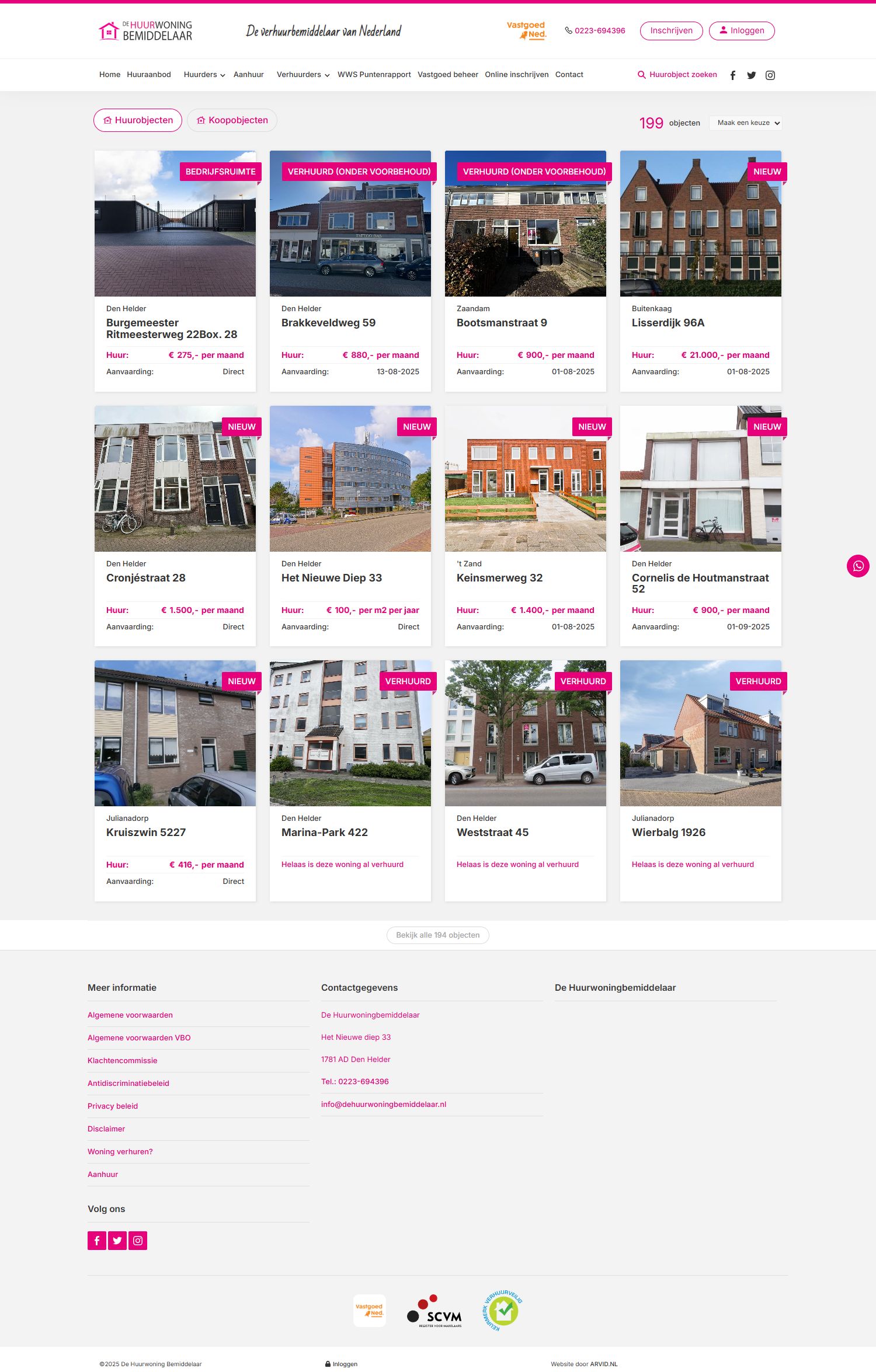 Screenshot van de website van www.dekoopwoningbemiddelaar.nl