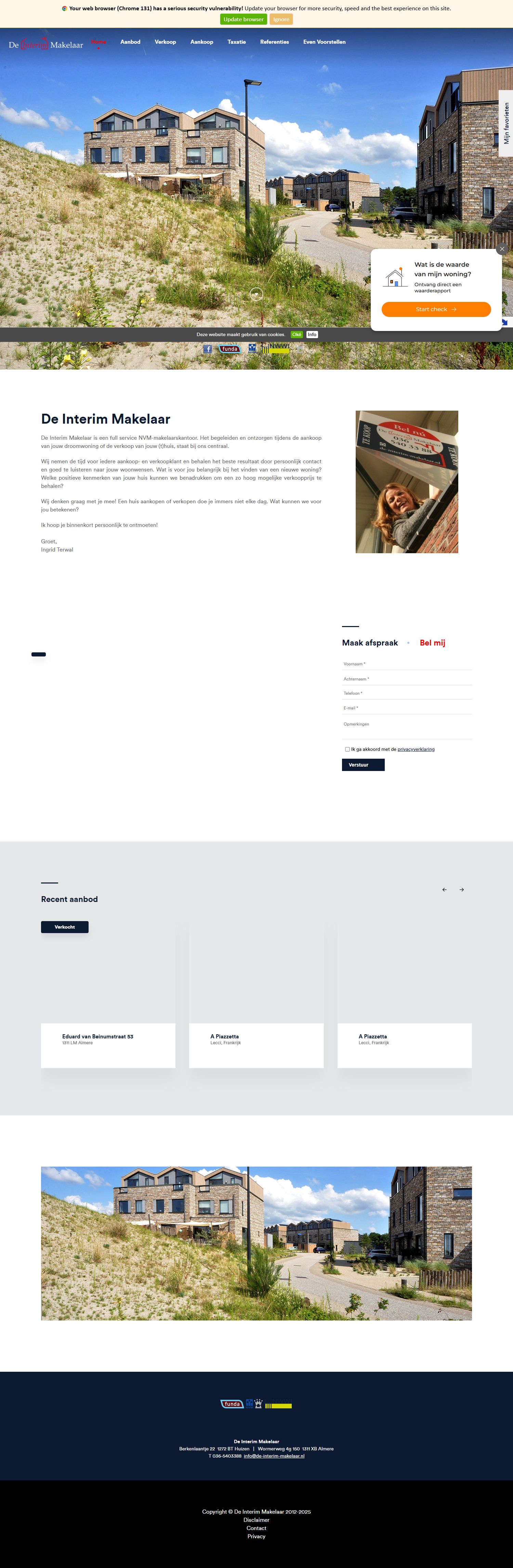 Screenshot van de website van www.de-interim-makelaar.nl