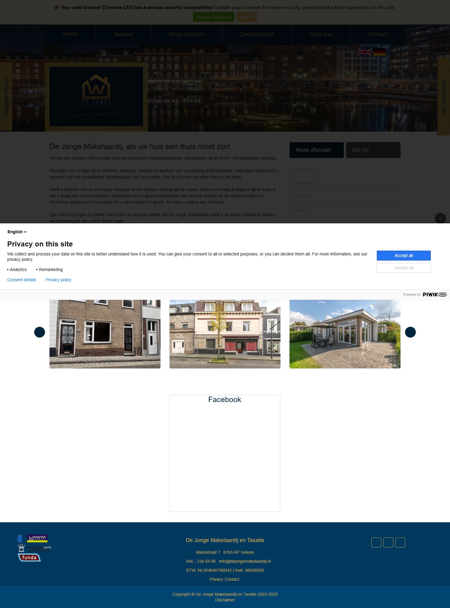 Screenshot van de website van www.dejongemakelaardij.nl