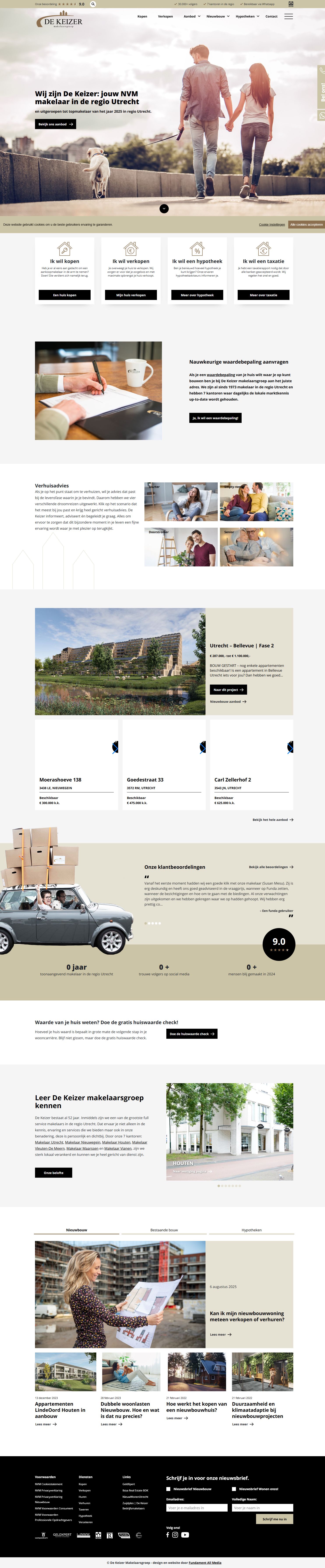 Screenshot van de website van www.dekeizer.nl