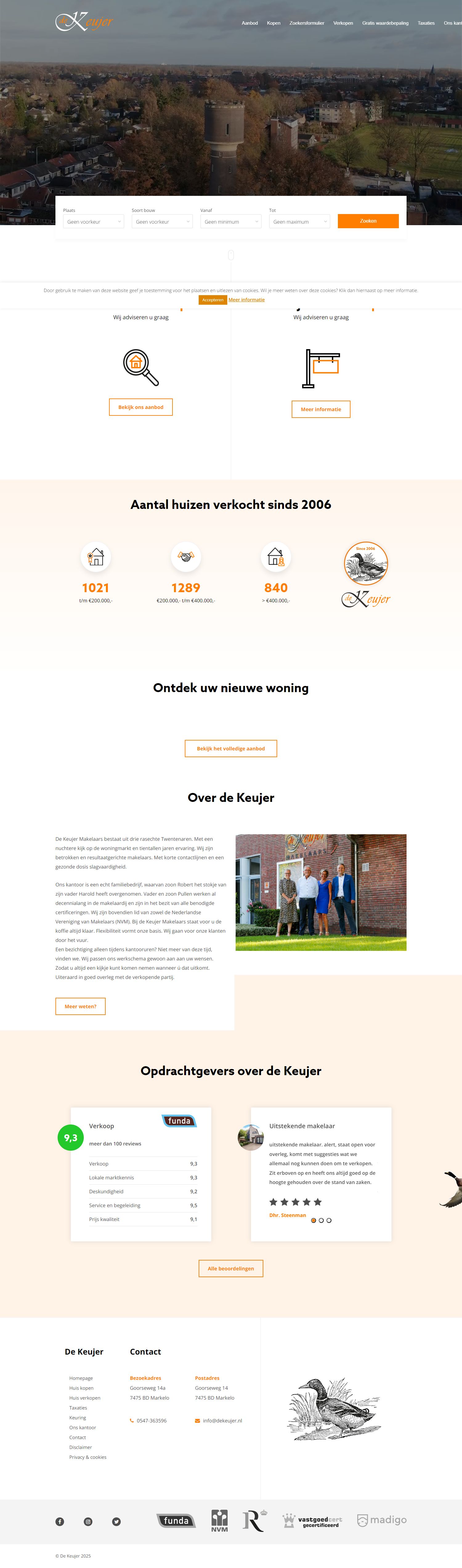 Screenshot van de website van www.dekeujer.nl