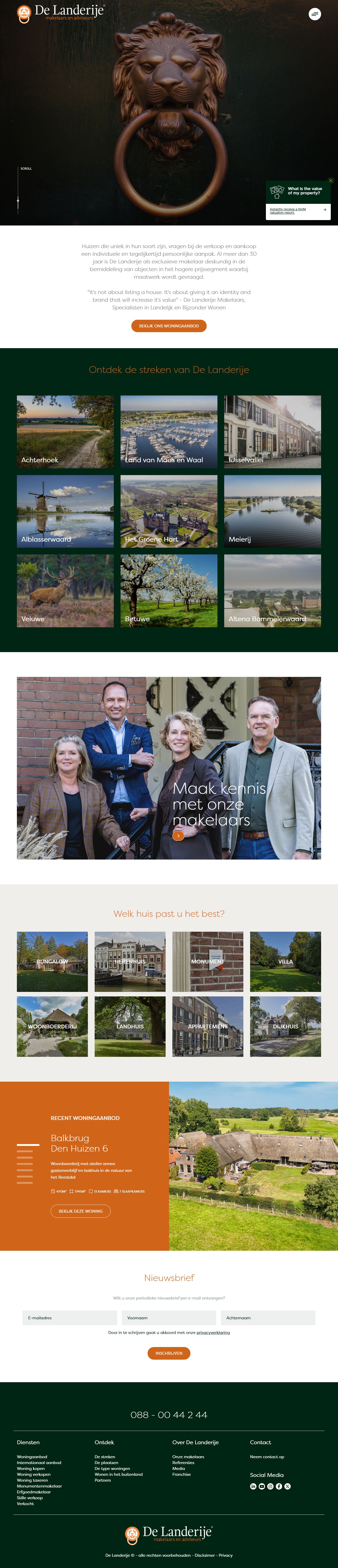 Screenshot van de website van www.landerije.nl