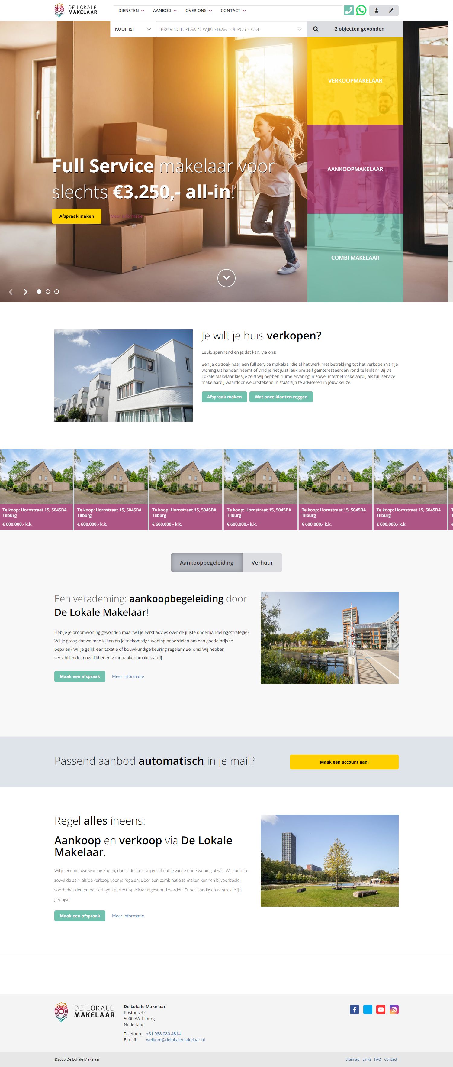 Screenshot van de website van www.delokalemakelaar.nl