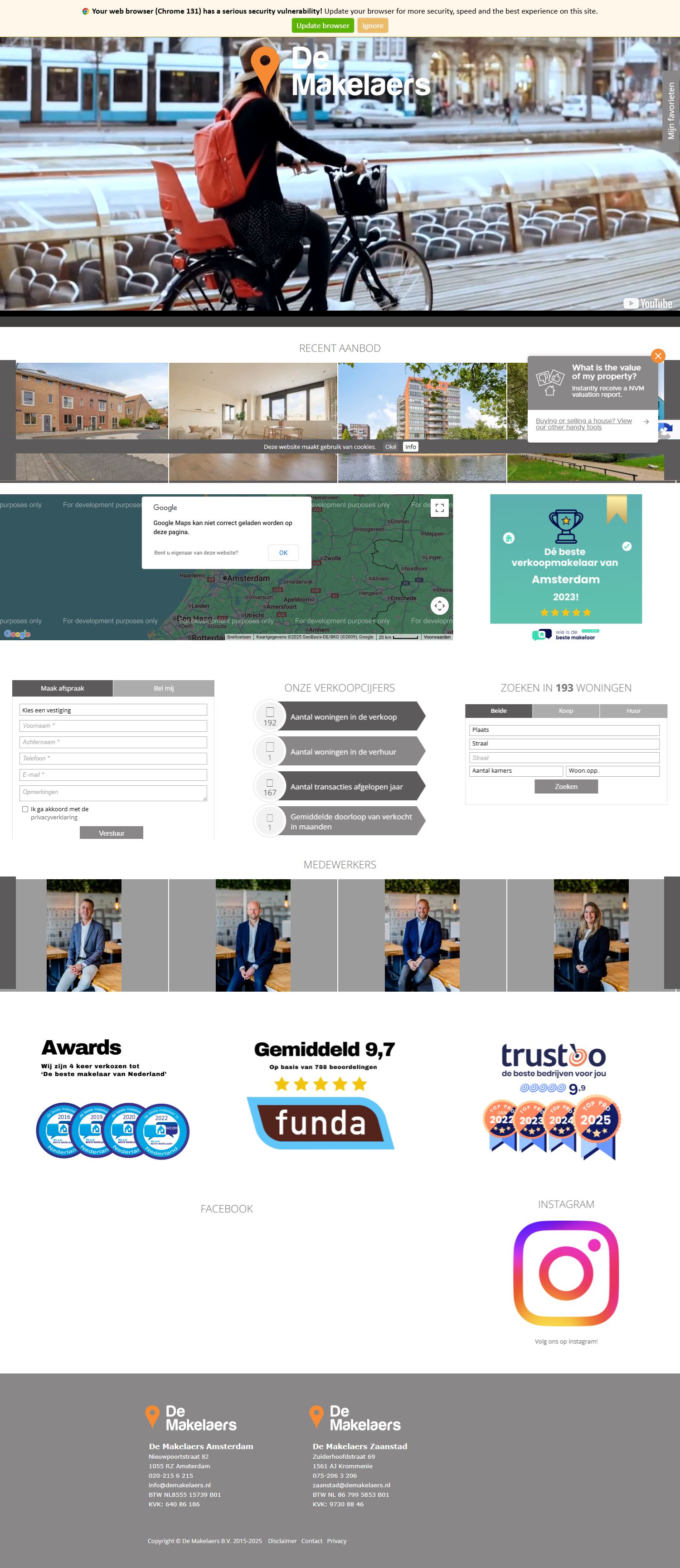 Screenshot van de website van www.demakelaers.nl
