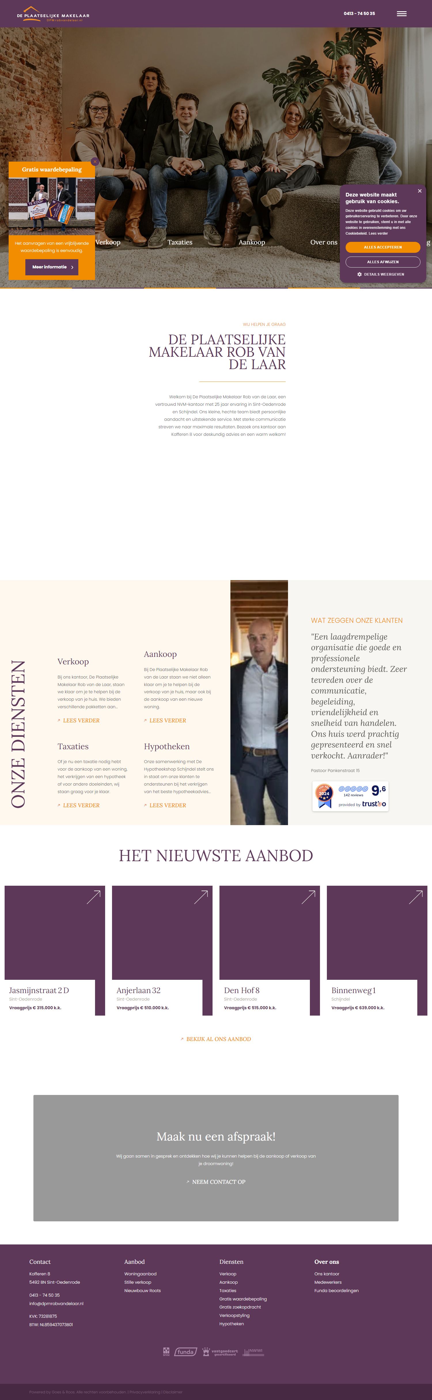 Screenshot van de website van www.dpmrobvandelaar.nl