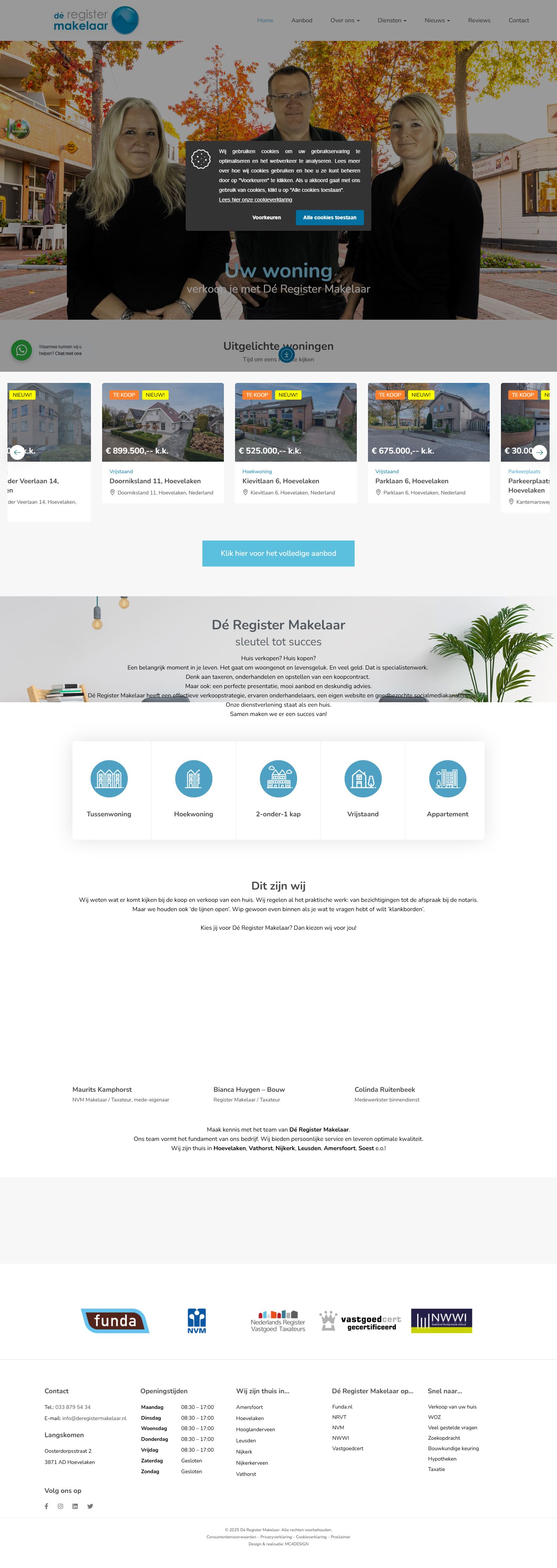 Screenshot van de website van www.deregistermakelaar.nl