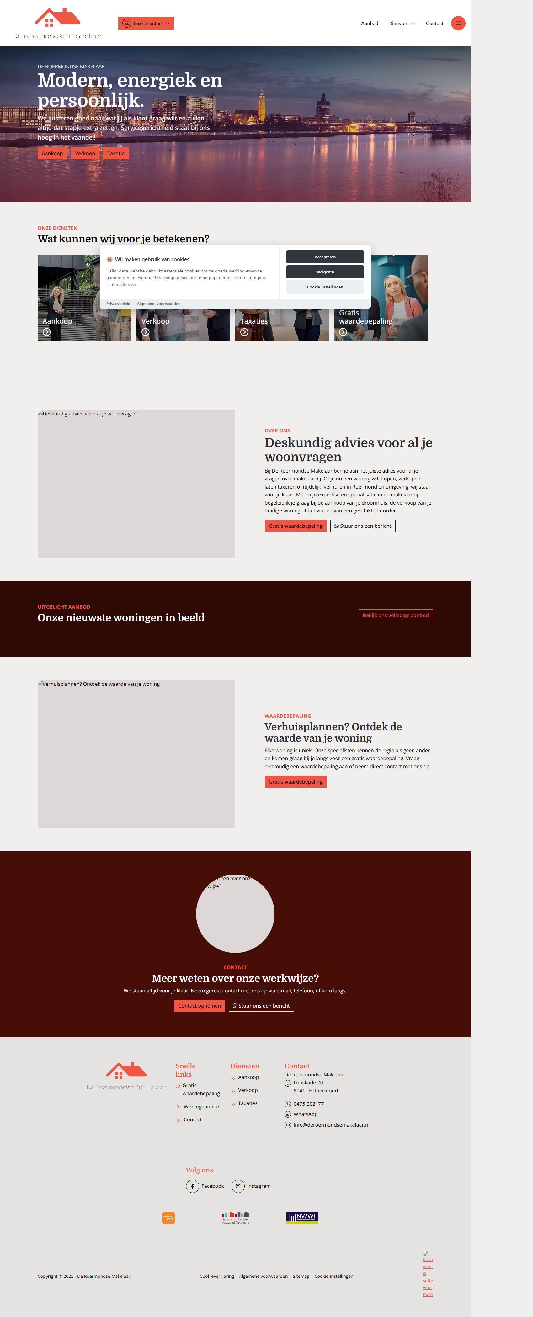 Screenshot van de website van www.deroermondsemakelaar.nl
