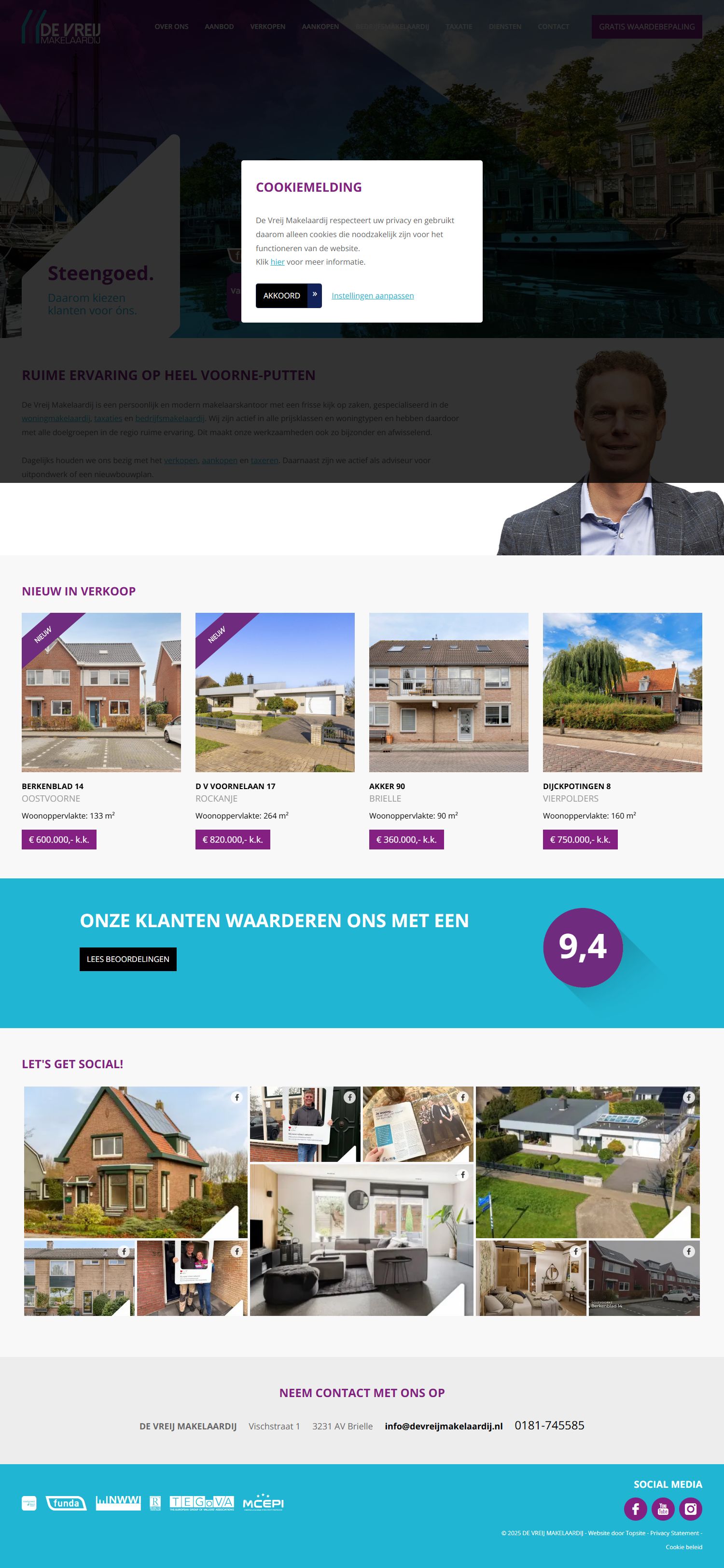 Screenshot van de website van www.devreijmakelaardij.nl